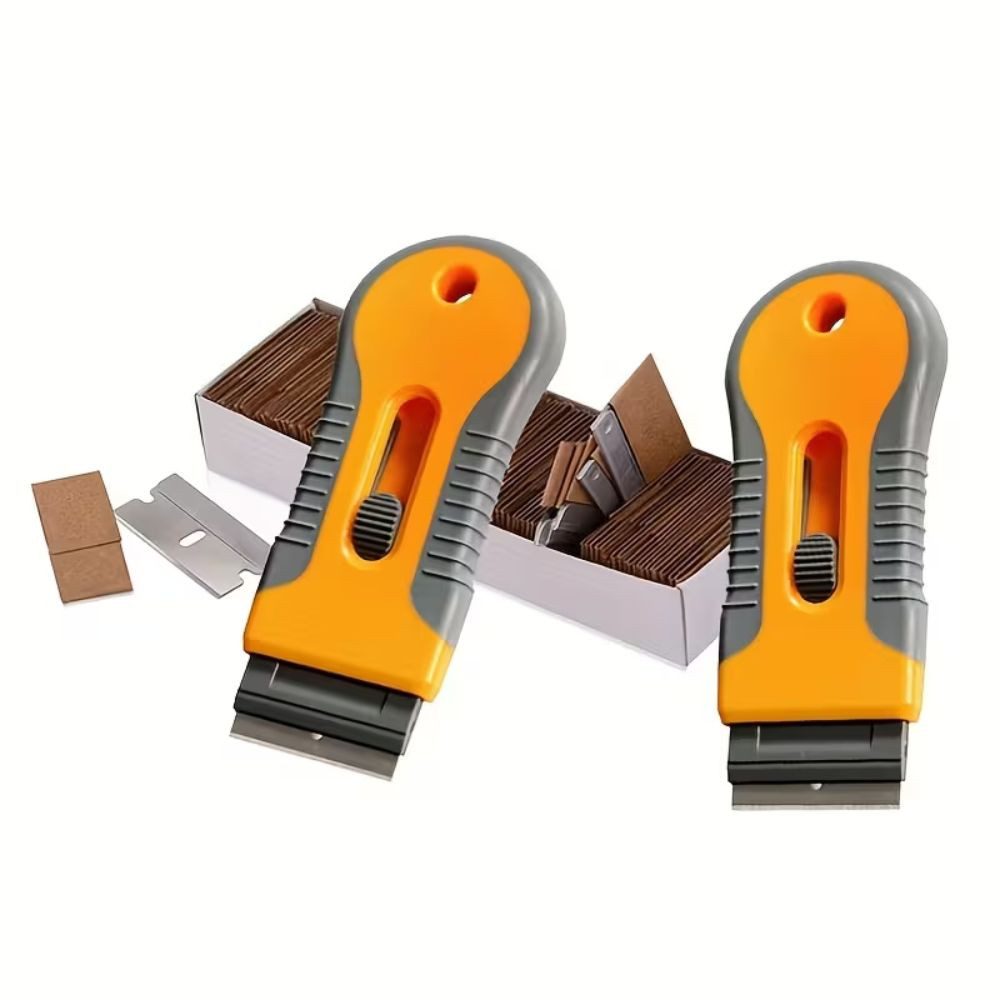 LIVINO Universalschaber Glas Schaber Set mit 10 Ersatzklingen – Kleber & Farbreste Entferner Austauschbare Klingen, Kompaktes Design, Ergonomischer Griff