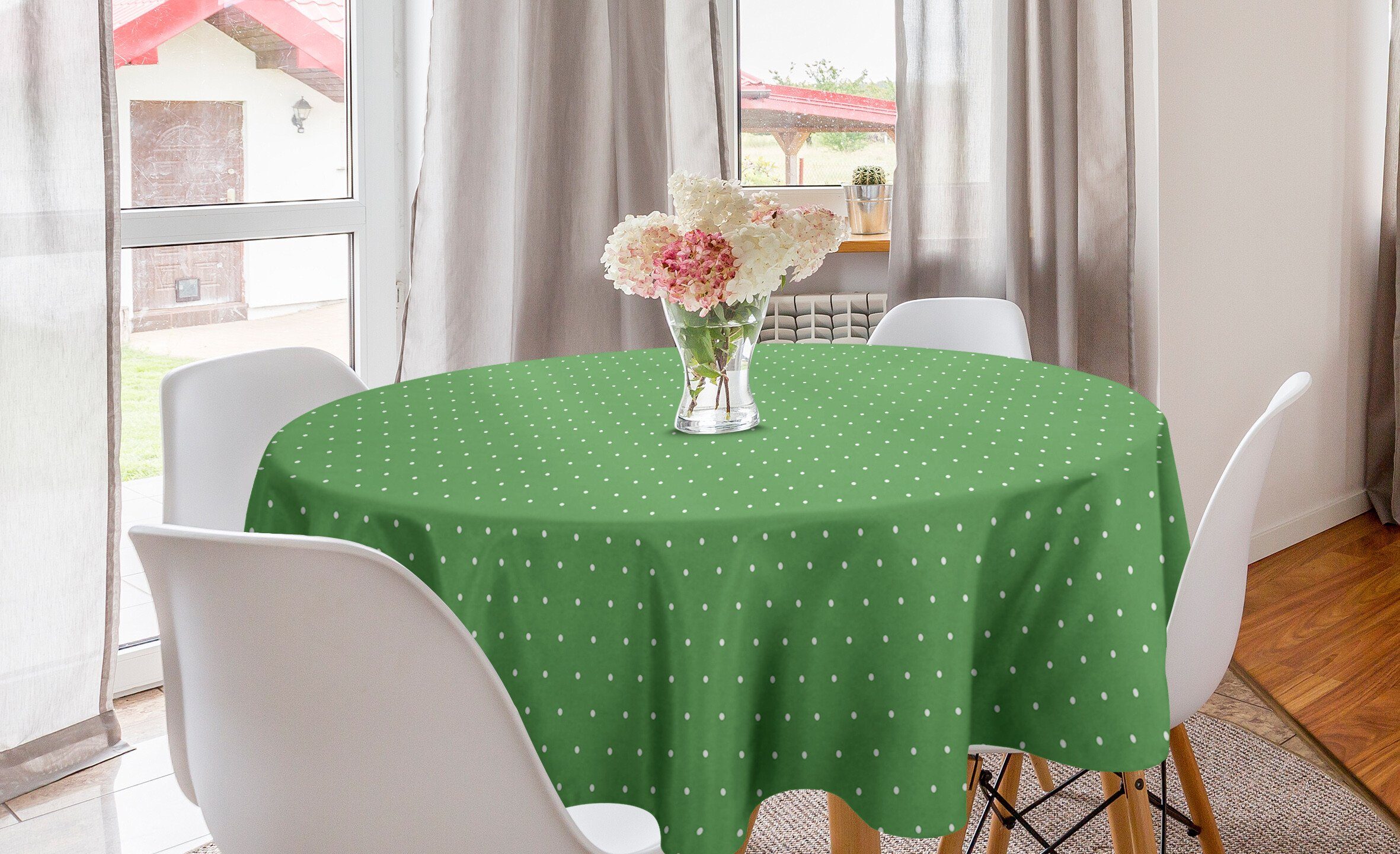 Vintage 60s Dekoration, für Retro Kreis Polka Küche Dot Dots Tischdecke Abdeckung Esszimmer Abakuhaus Tischdecke