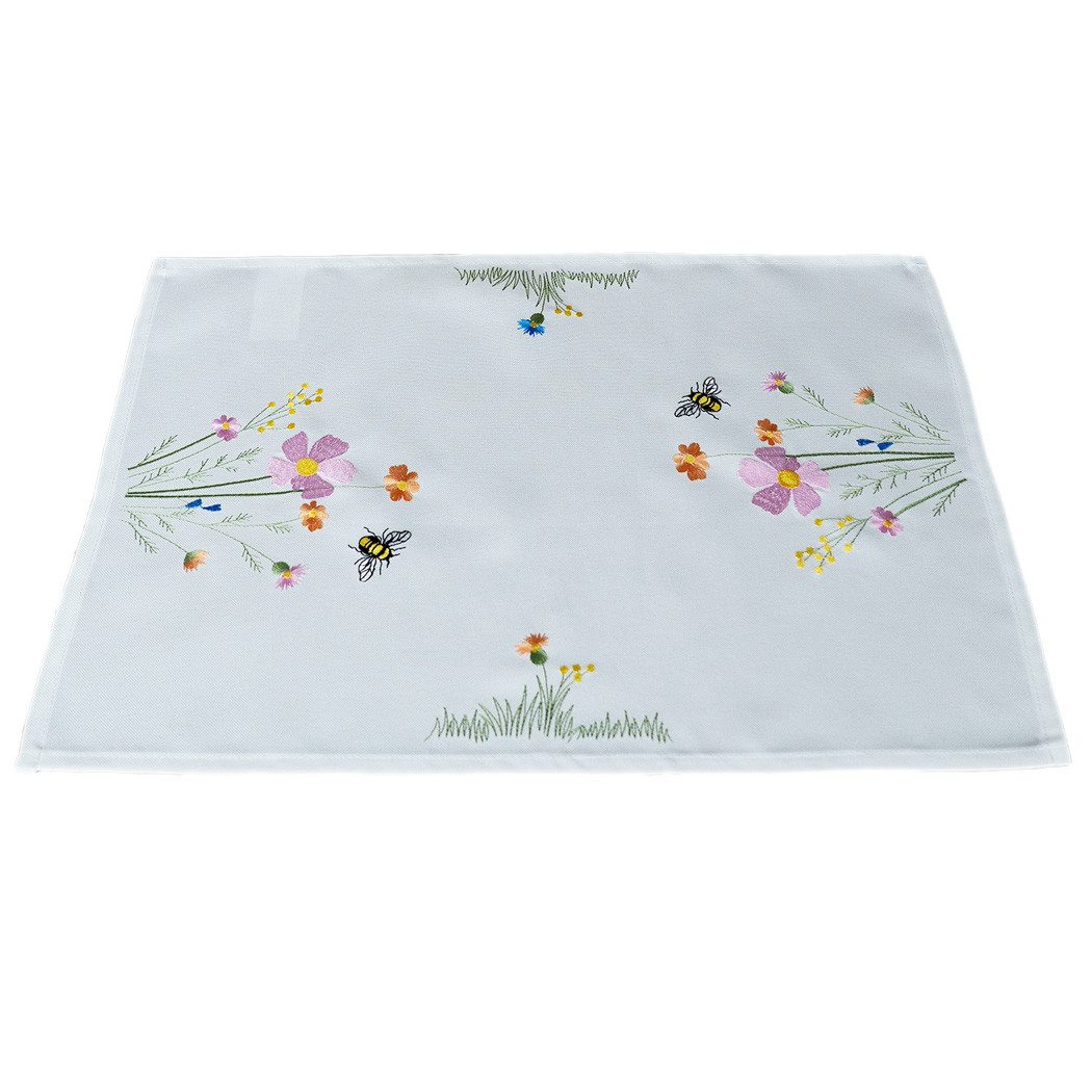 texpot Tischdecke Tischläufer Stickerei Blumen mit Bienen Frühling (1-tlg)