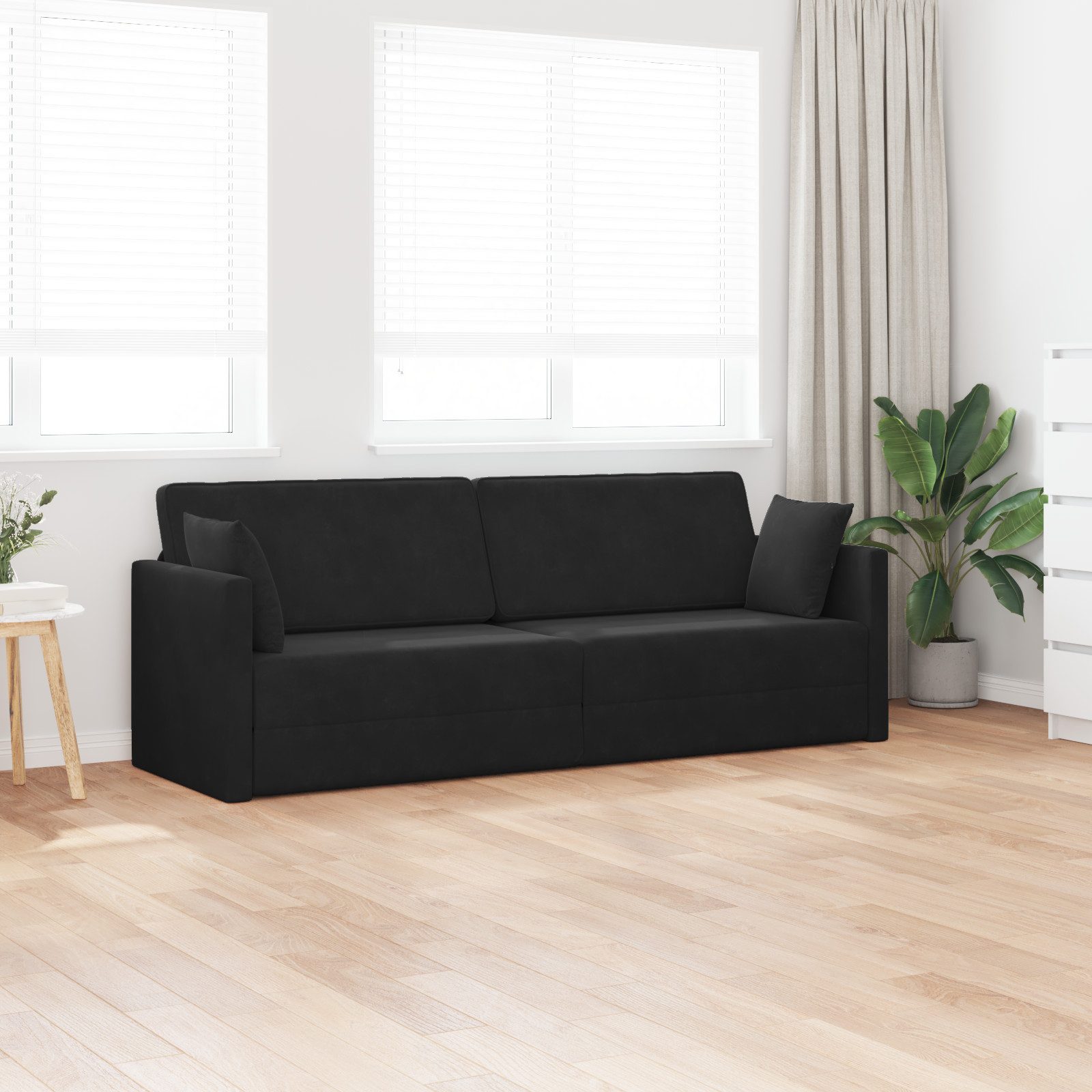 vidaXL Sofa Boden Sofabett 2-in-1 Schwarz günstig online kaufen