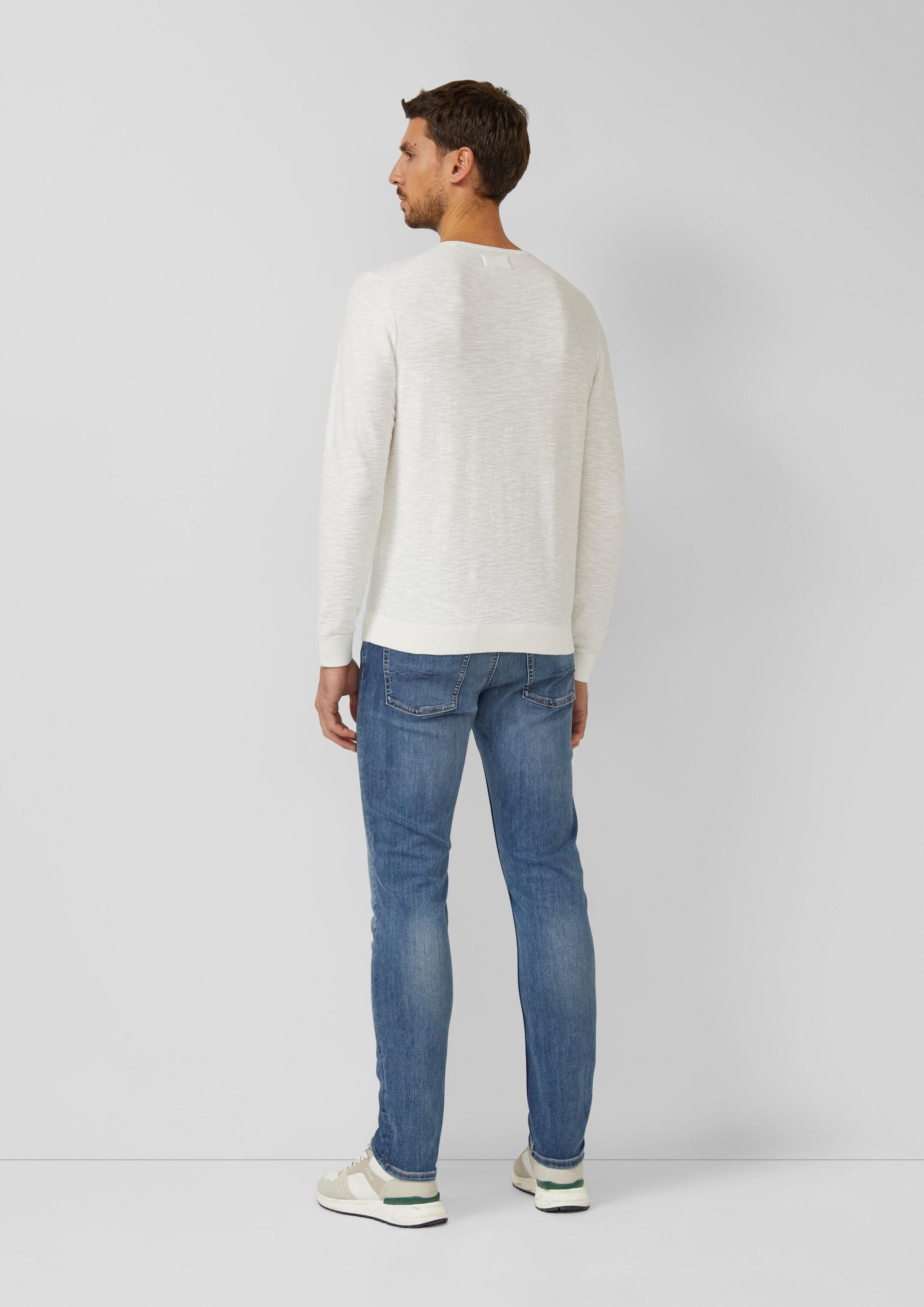 s.Oliver Longpullover Strickpullover Strickpullover mit Flammgarnstruktur und Rollkante