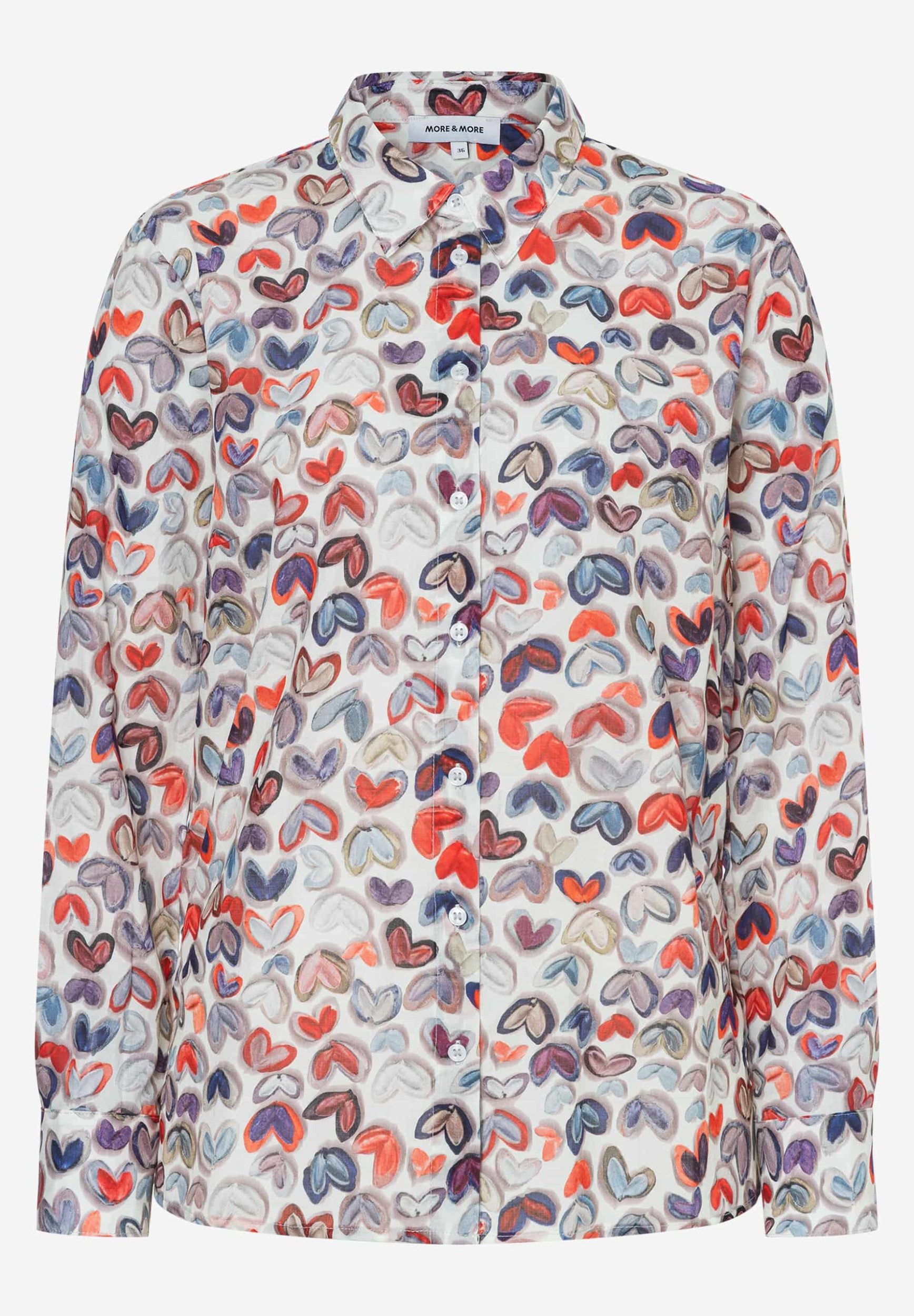 MORE&MORE Hemdbluse Printed CO-Voile Blo günstig online kaufen
