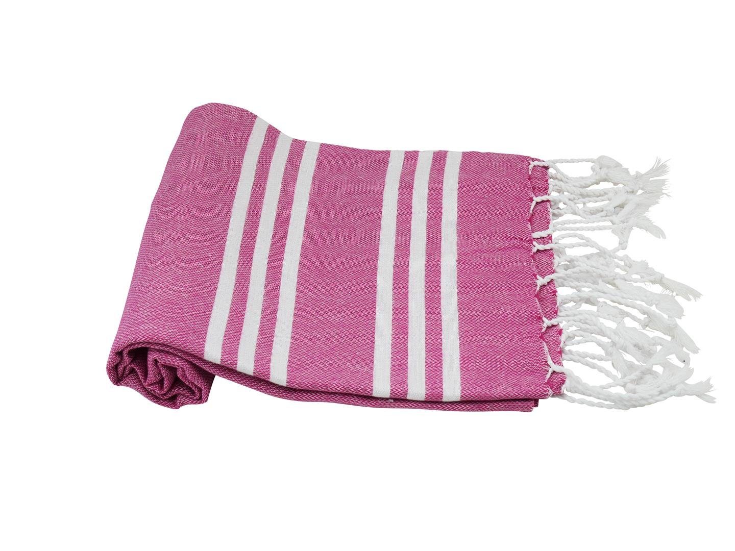 Hamam my Baumwolle "Ocean" weiß Fransen Hamamtücher pink mit (1-St), Hamamtuch Strandtuch zarten Badetuch,