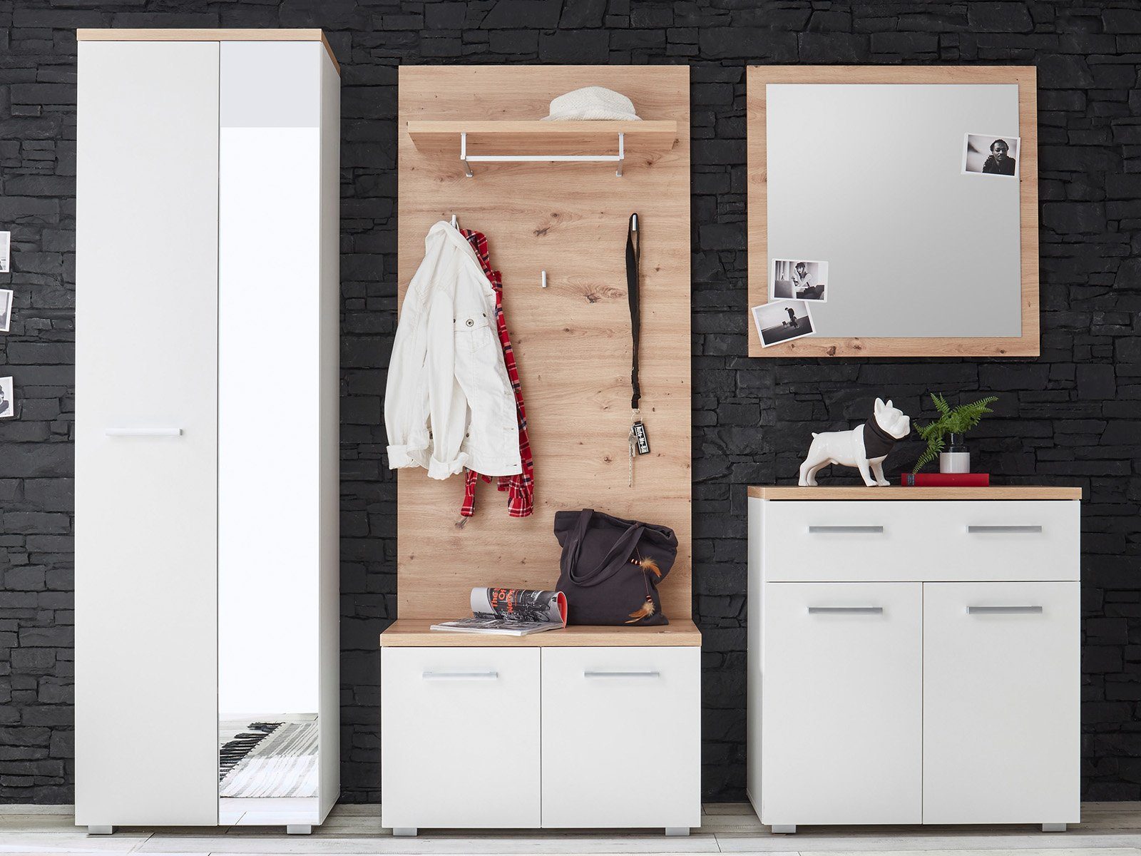 möbelando Garderoben-Set Greifswald, (5-St), 256 x 198 x 38 cm (B/H/T)