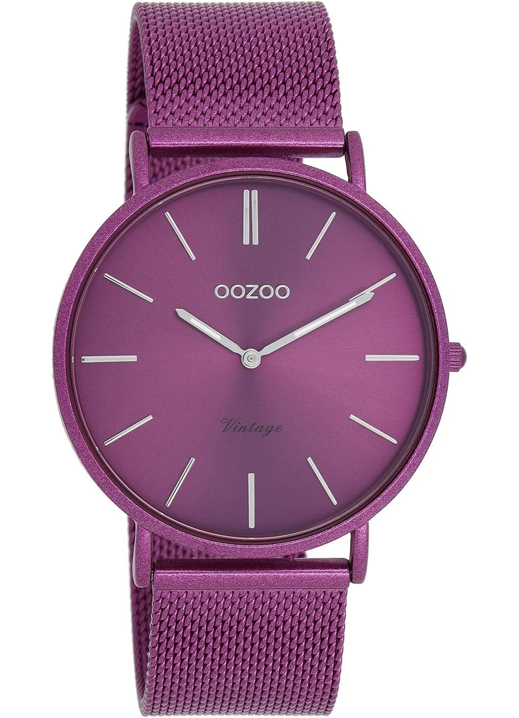 OOZOO Quarzuhr Vintage Damenuhr C20332 Lila Milanaiseband 40 mm