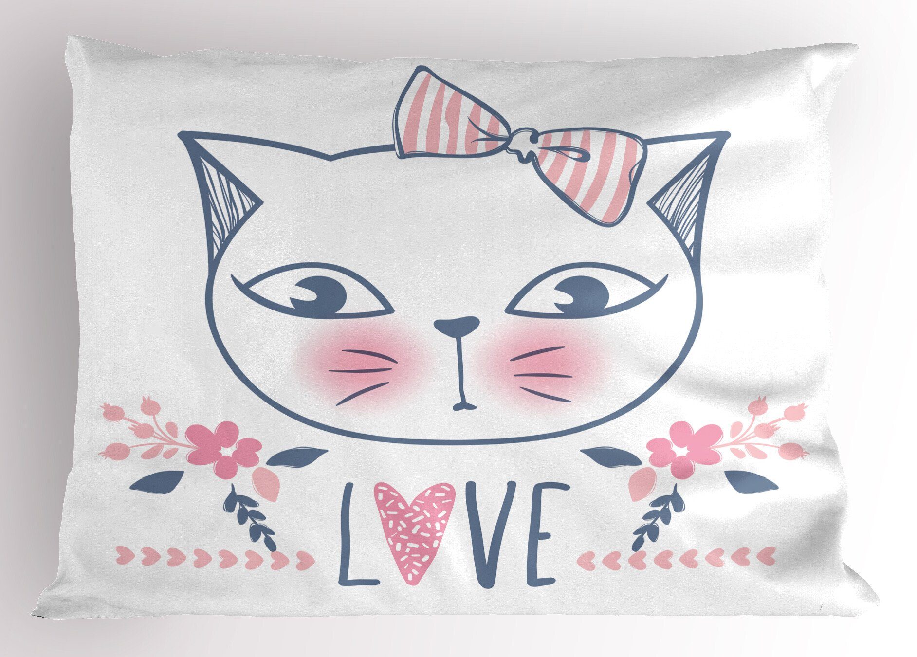 (1 Süße Gedruckter Katze Abakuhaus Dekorativer Liebe Stück), Grafik blüht Kissenbezug, Standard Kissenbezüge King Kätzchen Size