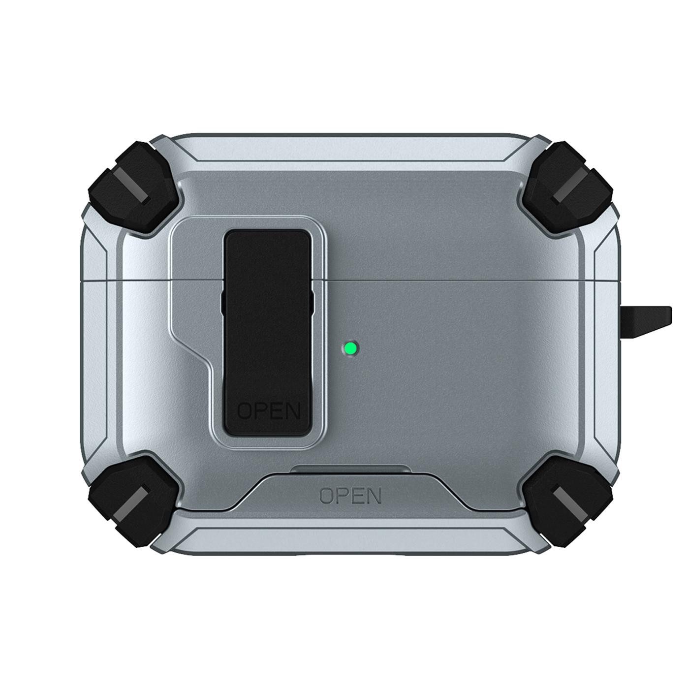 CoolGadget Kopfhörer-Schutzhülle Defender Hülle für Apple AirPods 4 magnetisch mit Karabiner, 360° Full-Body Case Schutzhülle Handy Standfunktion magnetisch lad – Bild 2 von 5