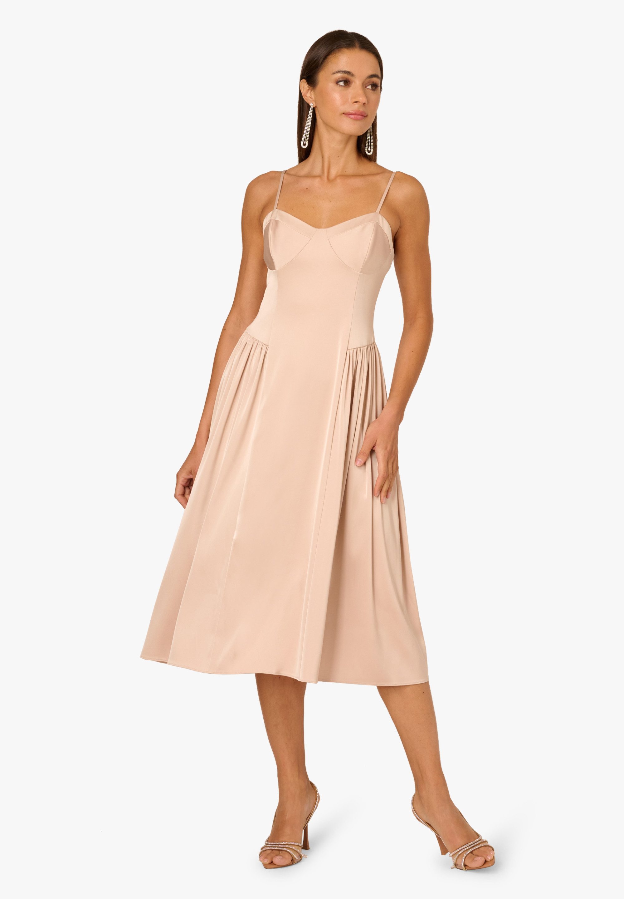 Adrianna Papell Abendkleid Stretch Satin Midi Dress Korsettkleid mit verstellbarem Rücken