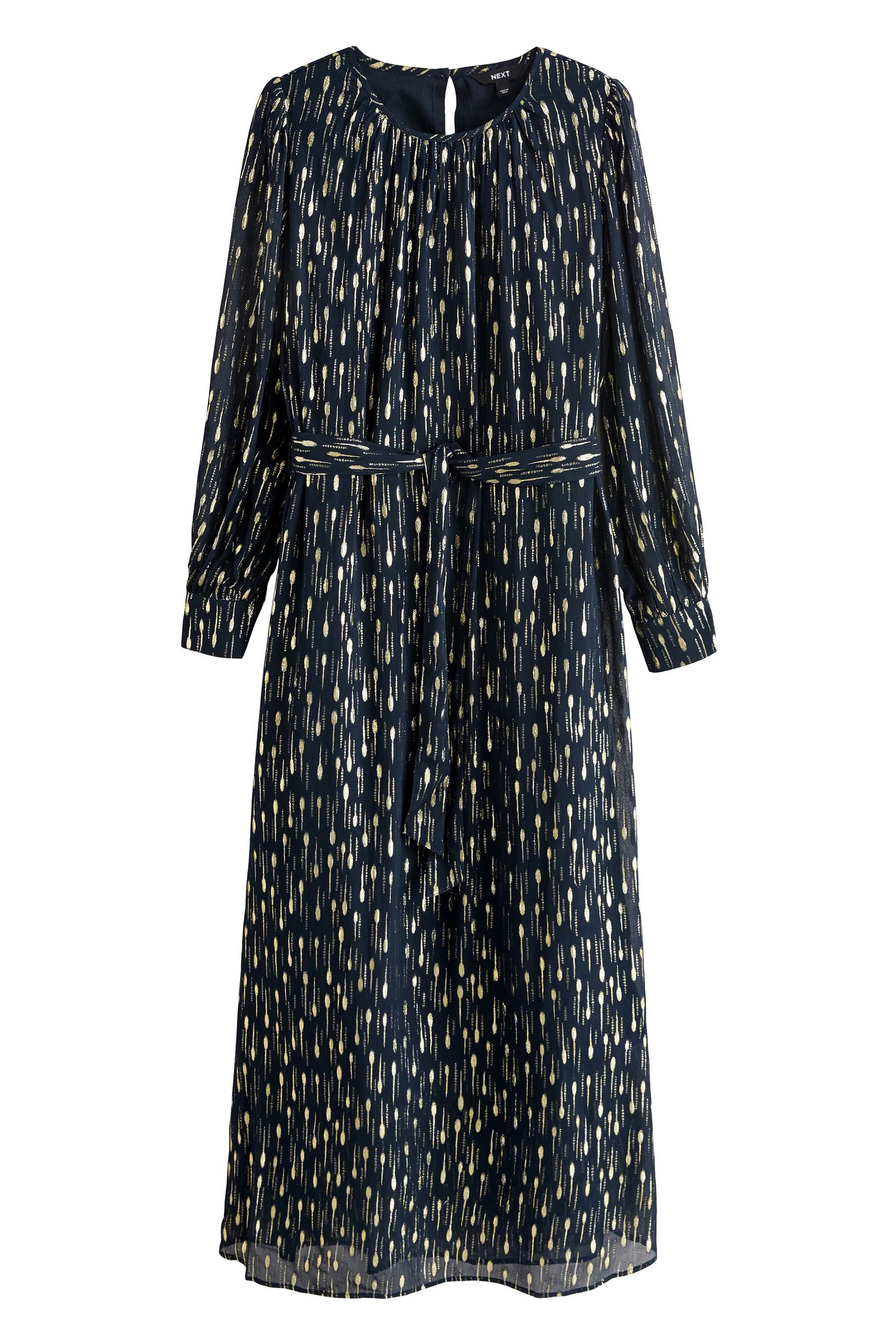 Next Maxikleid Langarm-Maxikleid mit Bindegürtel (1-tlg)