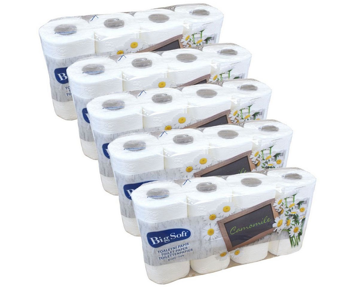 Marabellas Shop Toilettenpapier 40 Rollen Big Soft Kamilleduft Toilettenpapier 3-lagig á 150 Blatt, 3-lagig
