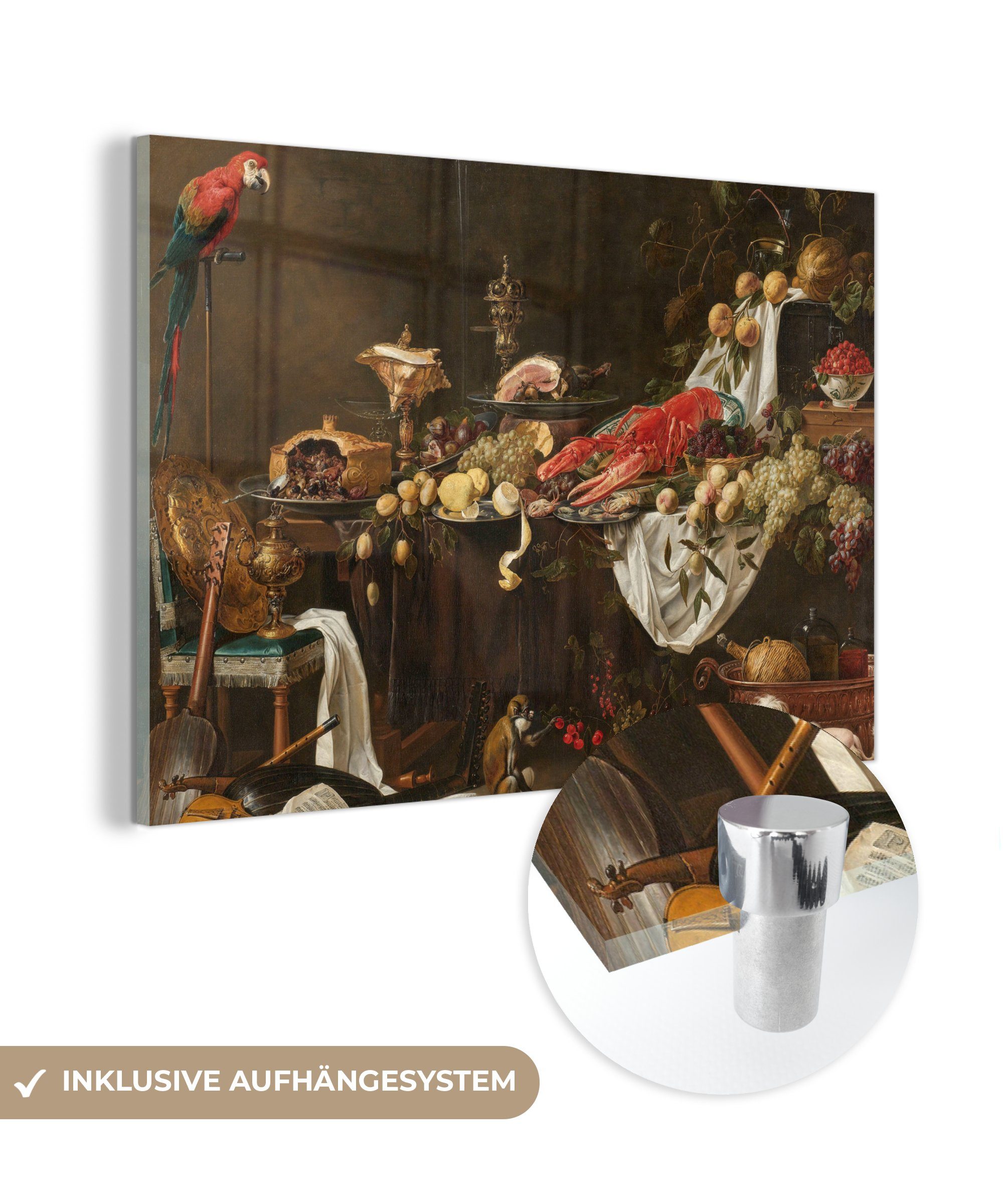 MuchoWow Acrylglasbild Stilleben im Druck - Adriaen van Utrecht - Ölfarbe, (1 St), Acrylglasbilder Wohnzimmer & Schlafzimmer bunt