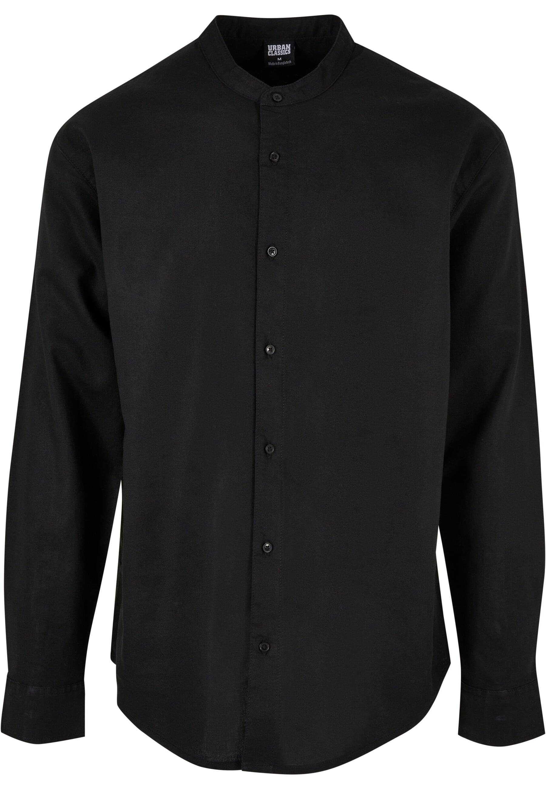 URBAN CLASSICS Langarmhemd Urban Classics Herren Cotton Linen Stand Up Collar Shirt (1-tlg)