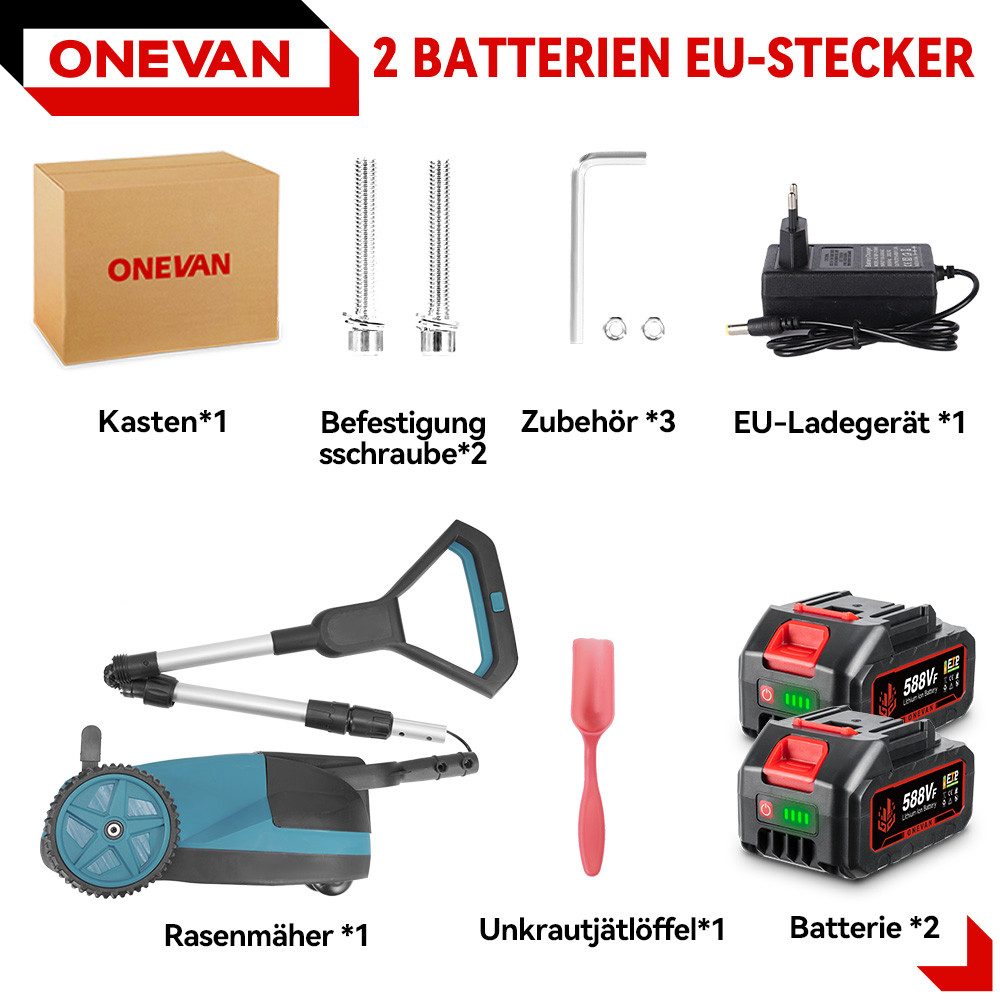 ONEVAN Akkurasenmäher 21cm Bürstenloser Handrasenmäher mit günstig online kaufen