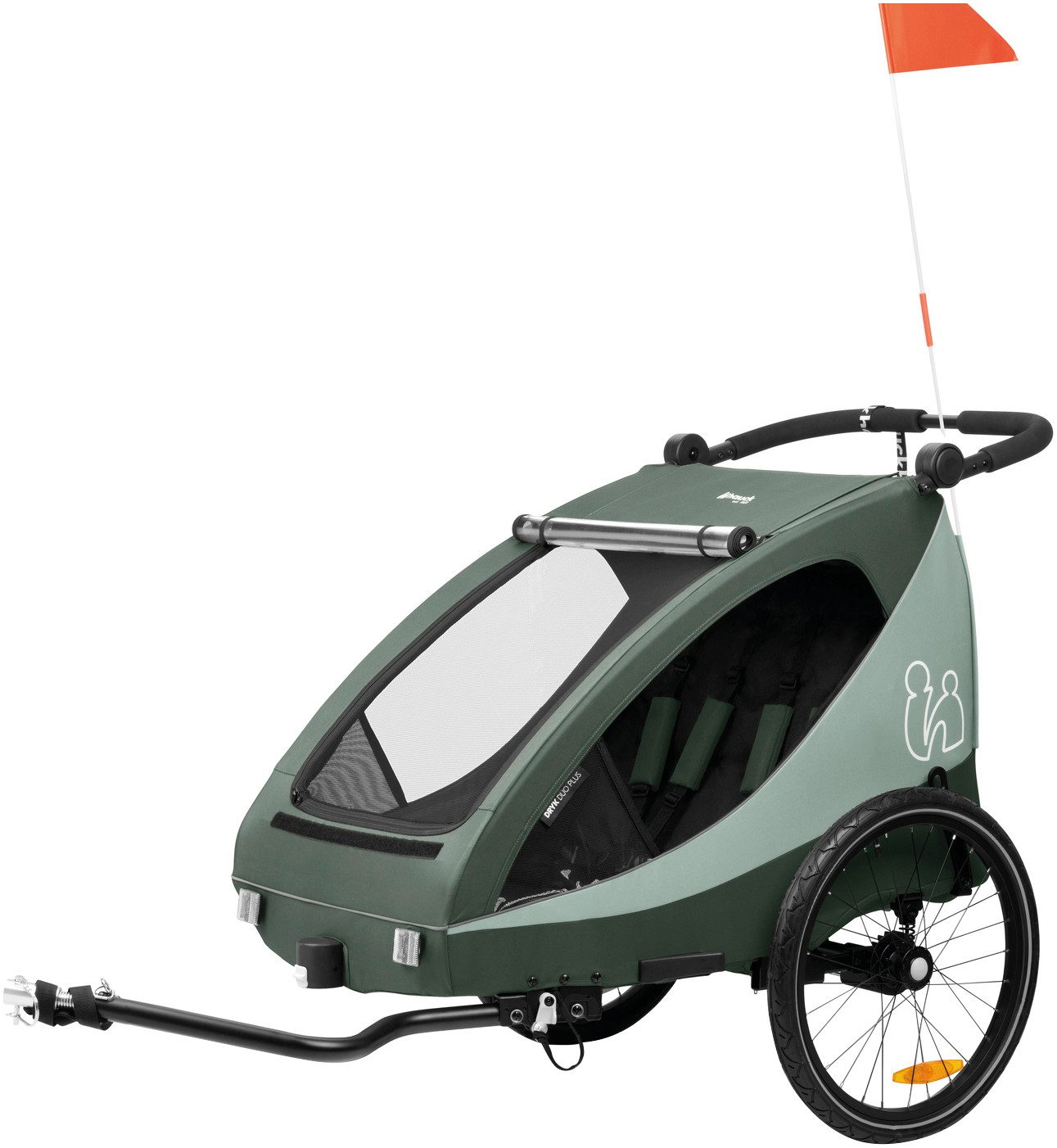 Hauck Fahrradkinderanhänger 2in1 Bike Trailer und Buggy Dryk Duo Plus, dark green, für 2 Kinder; inklusive Deichsel