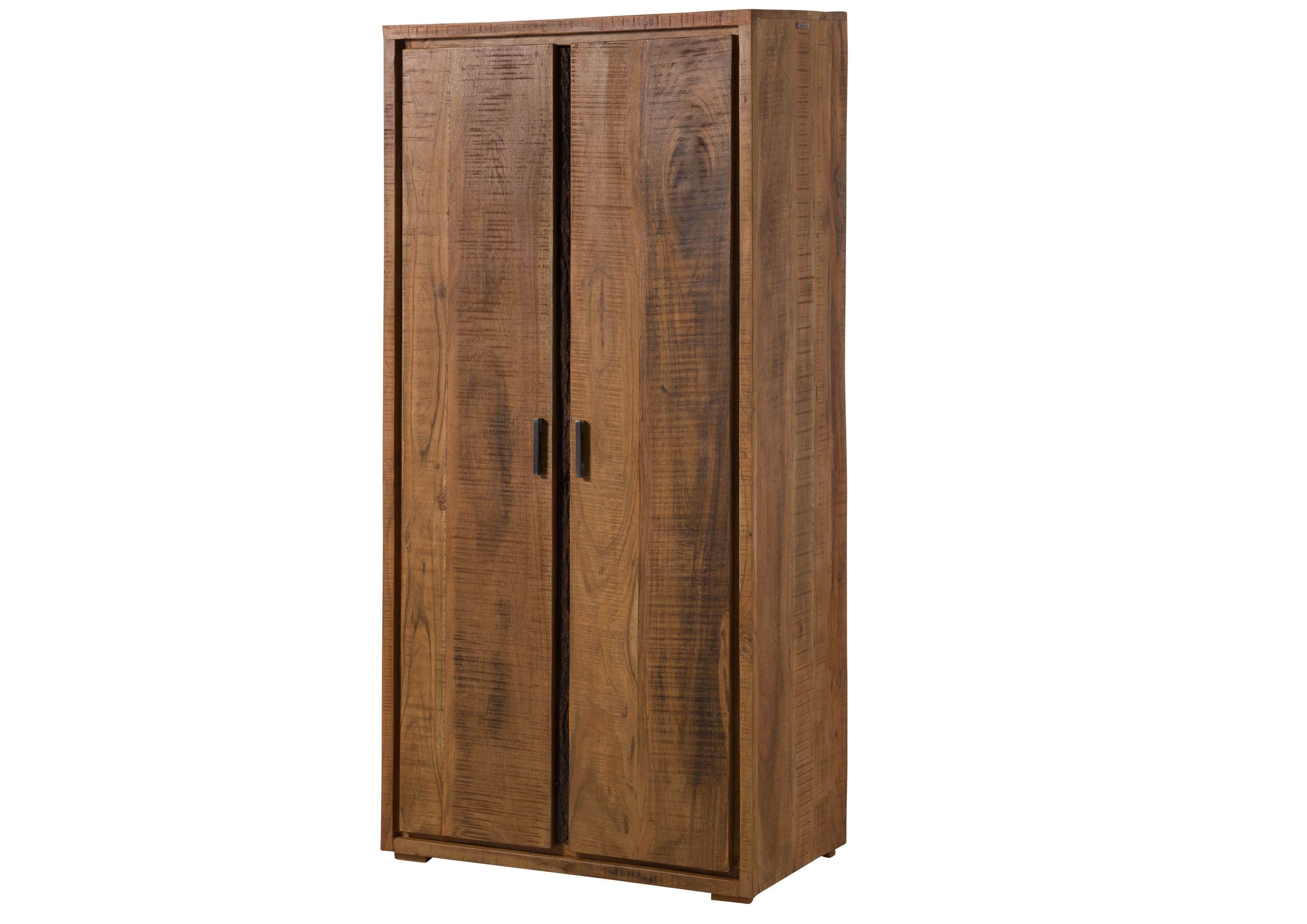 Massivmoebel24 Garderobenschrank BARK (Akazie 88x45x180 natur lackiert BARK #118) Akazie 88x45x180 natur lackiert BARK #118