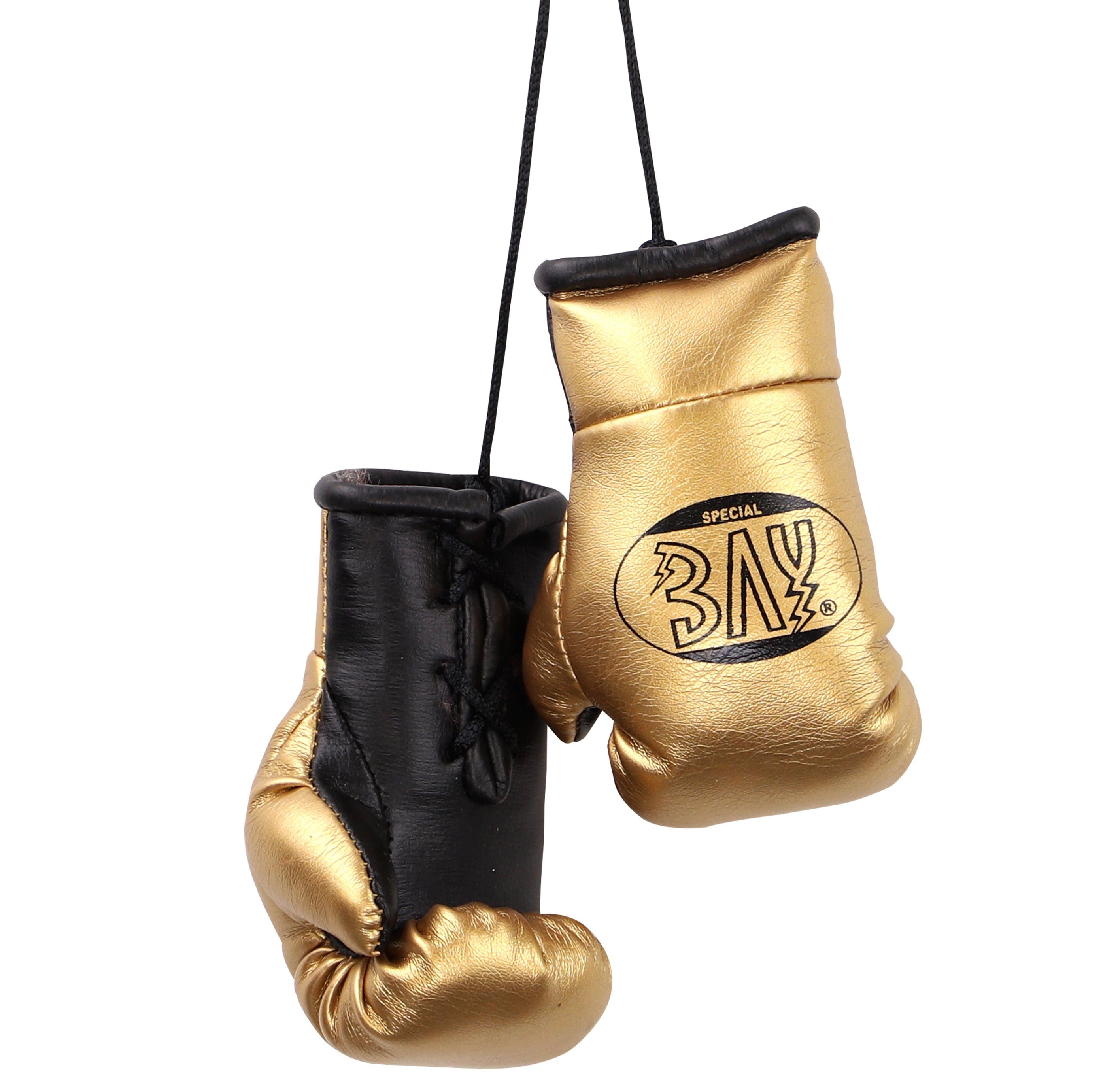 BAY-Sports Boxhandschuhe Mini Deko Box-Handschuhe Boxen Geschenk Auto Paar gold, Anhänger für Tasche, Autospiegel usw.