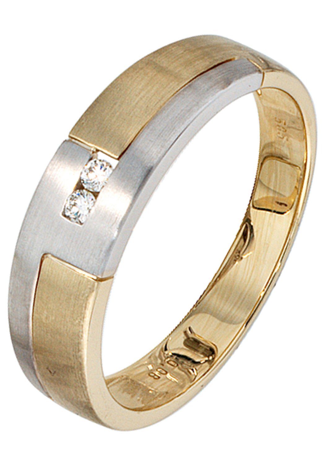 Diamanten 2 Diamantring, JOBO Gelbgold Weißgold 585 mit
