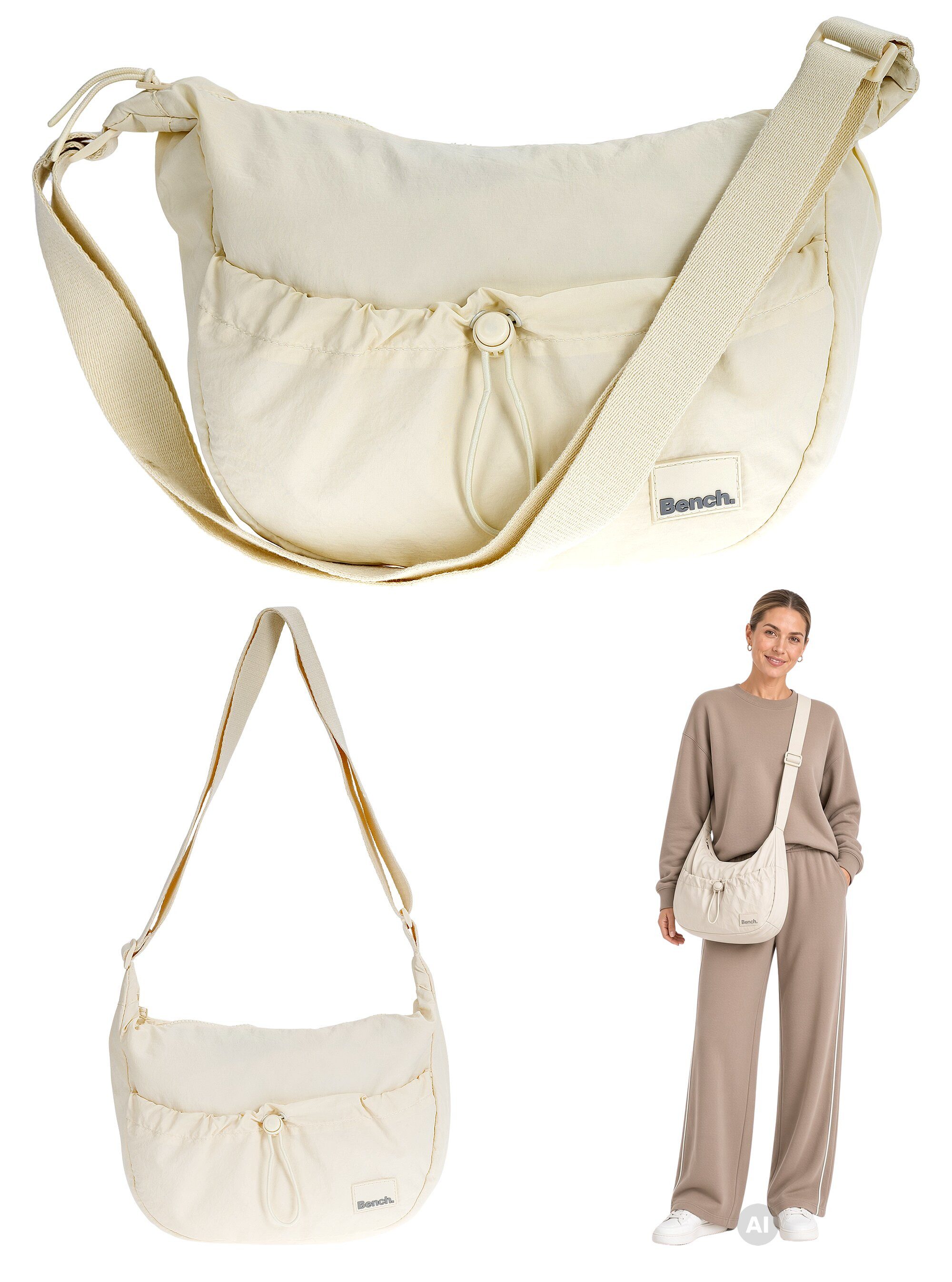 Bench. Handtasche Crossbag Moon Bag Cross Body Schultertasche, Damentasche Damen Umhängetasche Abendtasche 64211 + Etui