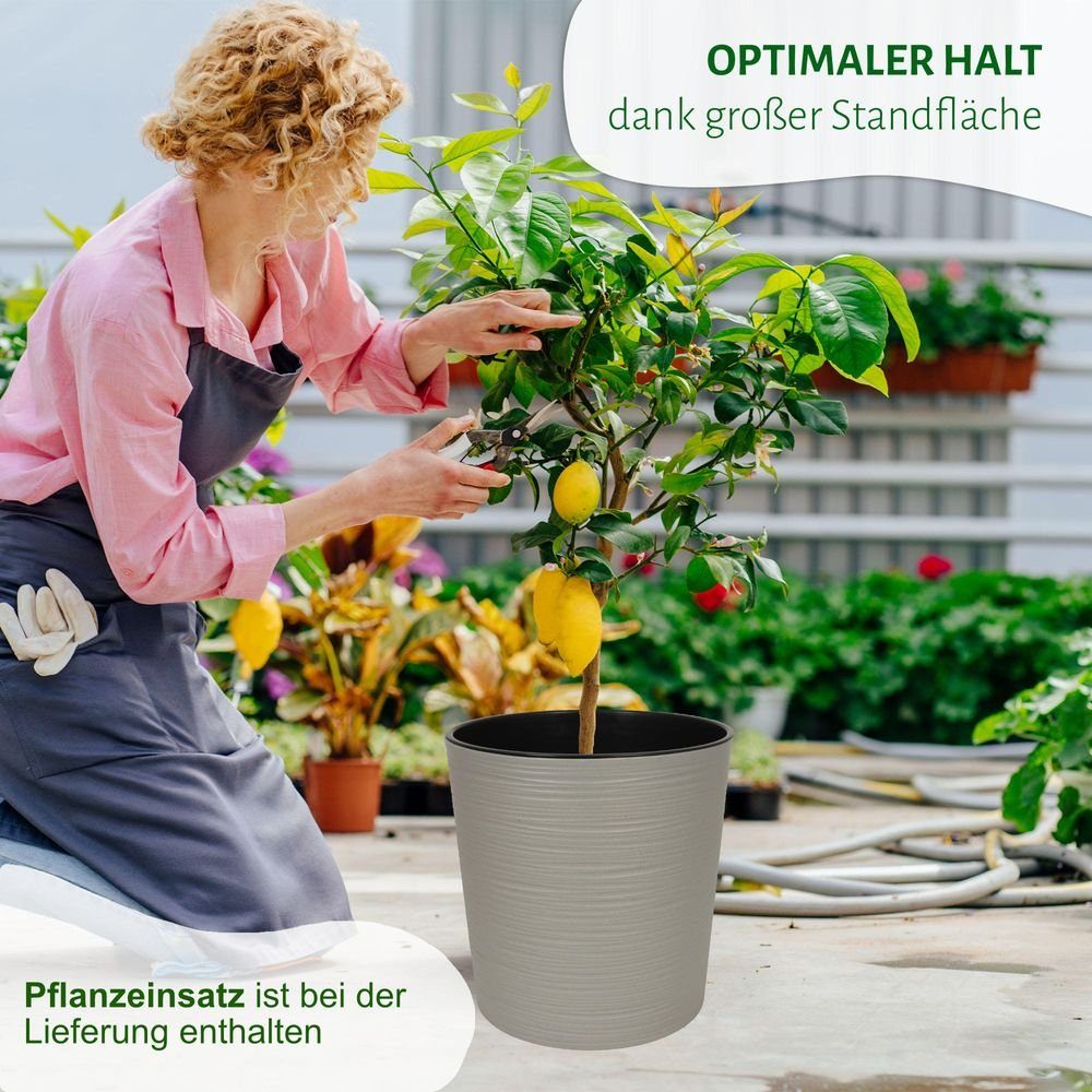 Heimwerkercenter Übertopf MePla - Kübel Malwa Strip ECO -ø19cm - grau – Bild 5 von 5