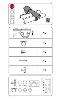 Träger Universal Wandträger für Gardinenstangen, GARDINIA, (1-St), Serie Einzelprogramm Chicago Ø 20 mm