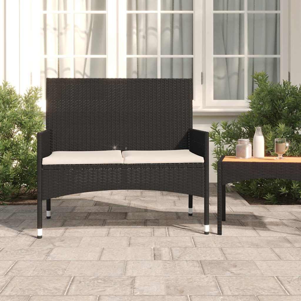 furnicato Gartenbank 2-Sitzer Bank aus PE-Rattan und pulverbeschichtetem Stahl 90x51x85 cm, Witterungsbeständige Sitzbank mit weichen, abnehmbaren Polsterkissen