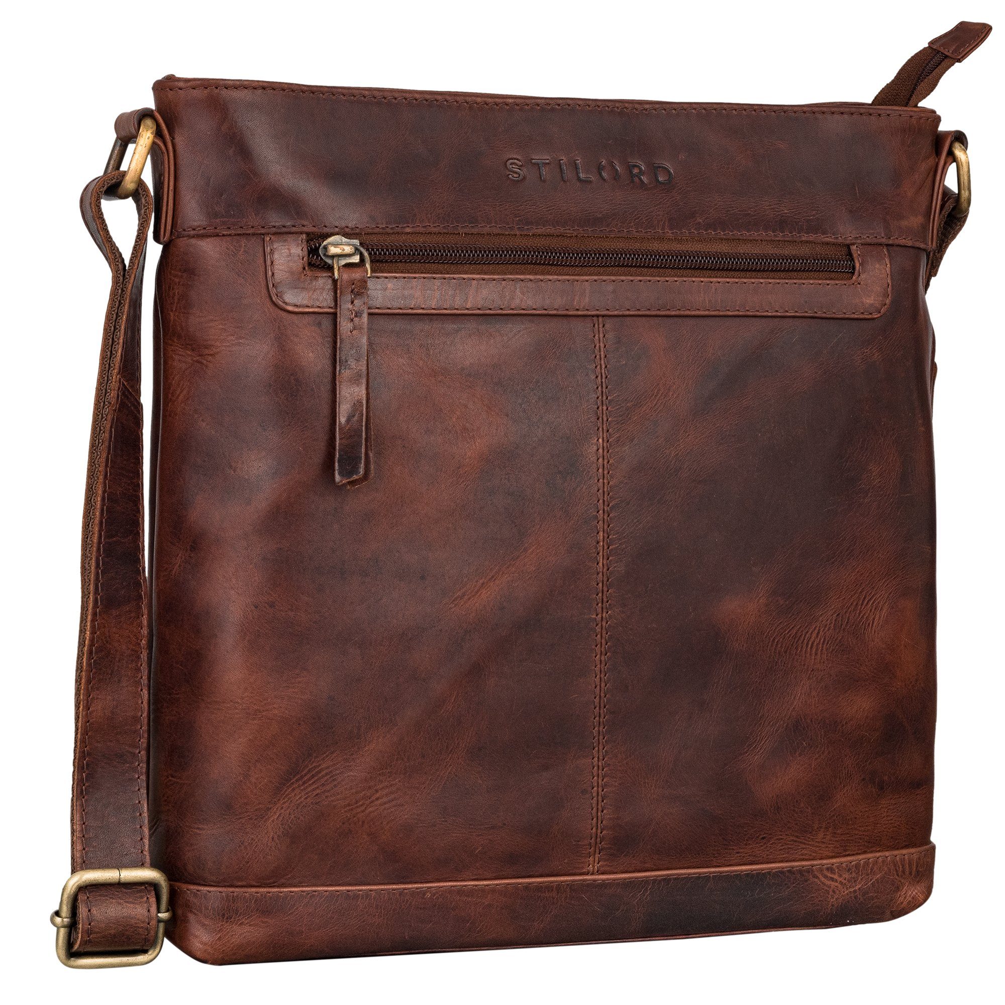 Handtasche "Henrike" Schultertasche Damen Leder im Hochformat