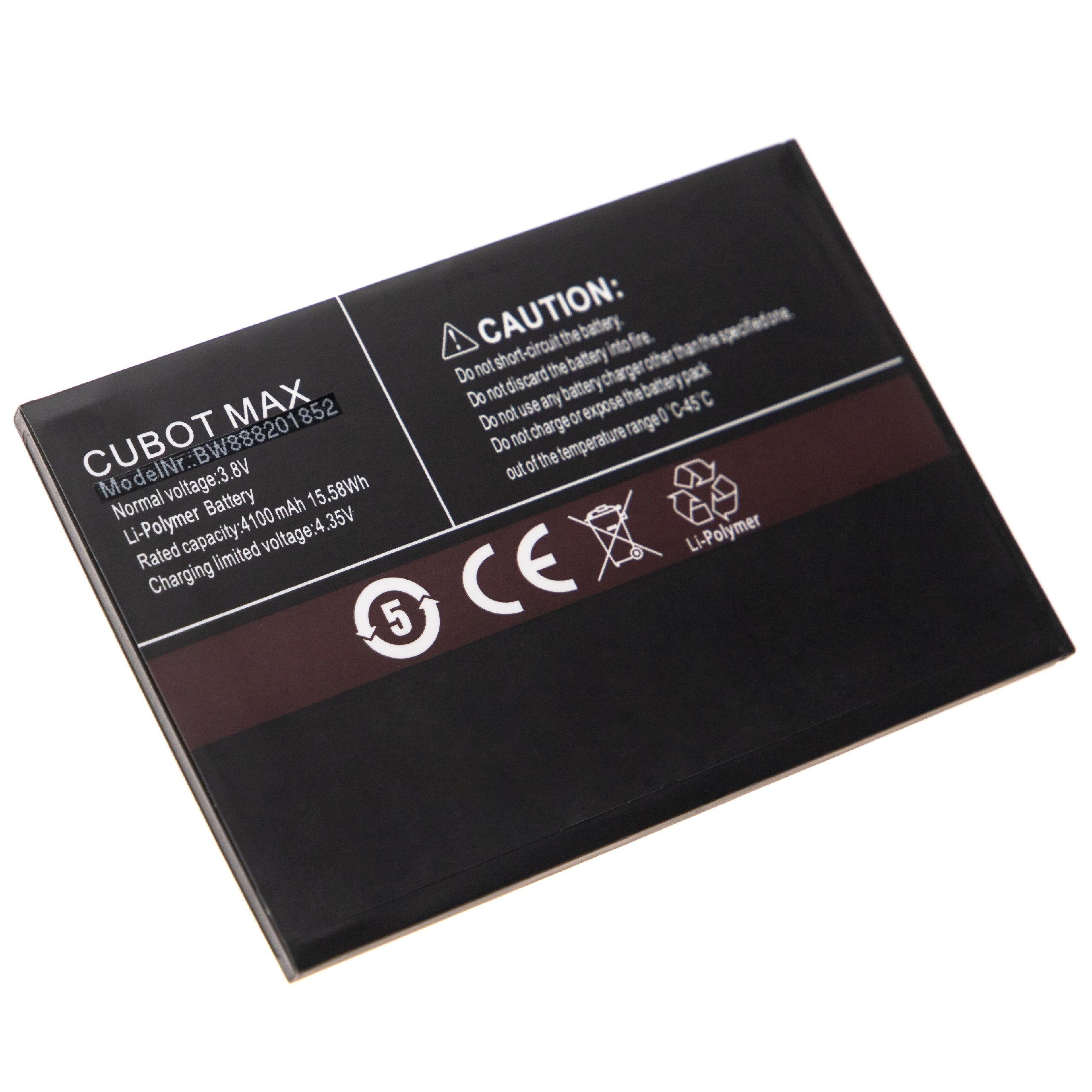 vhbw kompatibel mit Cubot Max, Umax Smartphone-Akku Li-Polymer 4100 mAh (3,8 V)