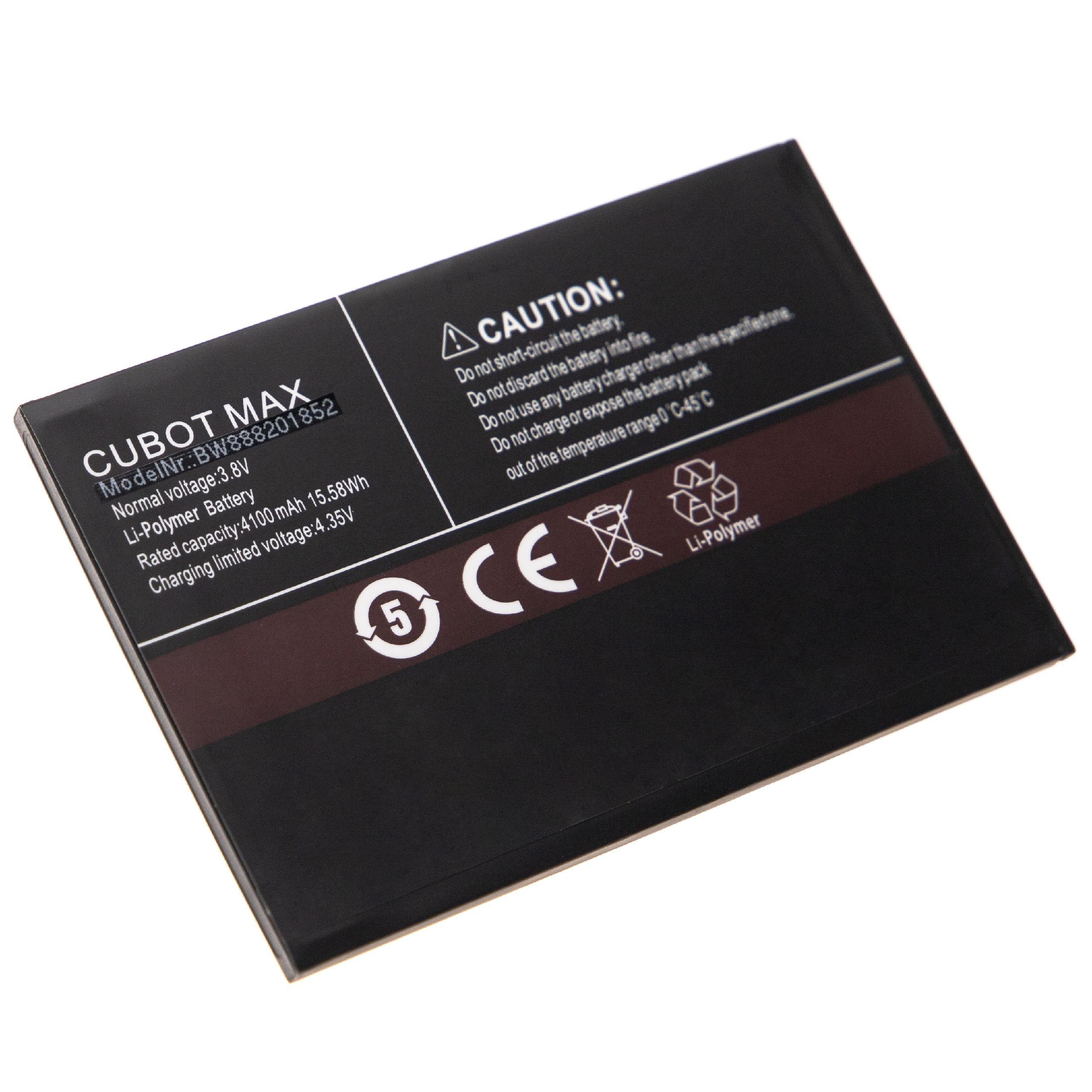 vhbw Akku passend für Cubot Max, Umax Mobilfunk (4100 mAh, 3,8 V, Smartphone-Akku Akku Li-Polymer 4100 mAh (3,8 V, 1 St), Leistungsfähiger Austausch-Akku für Telefon, Smartphone