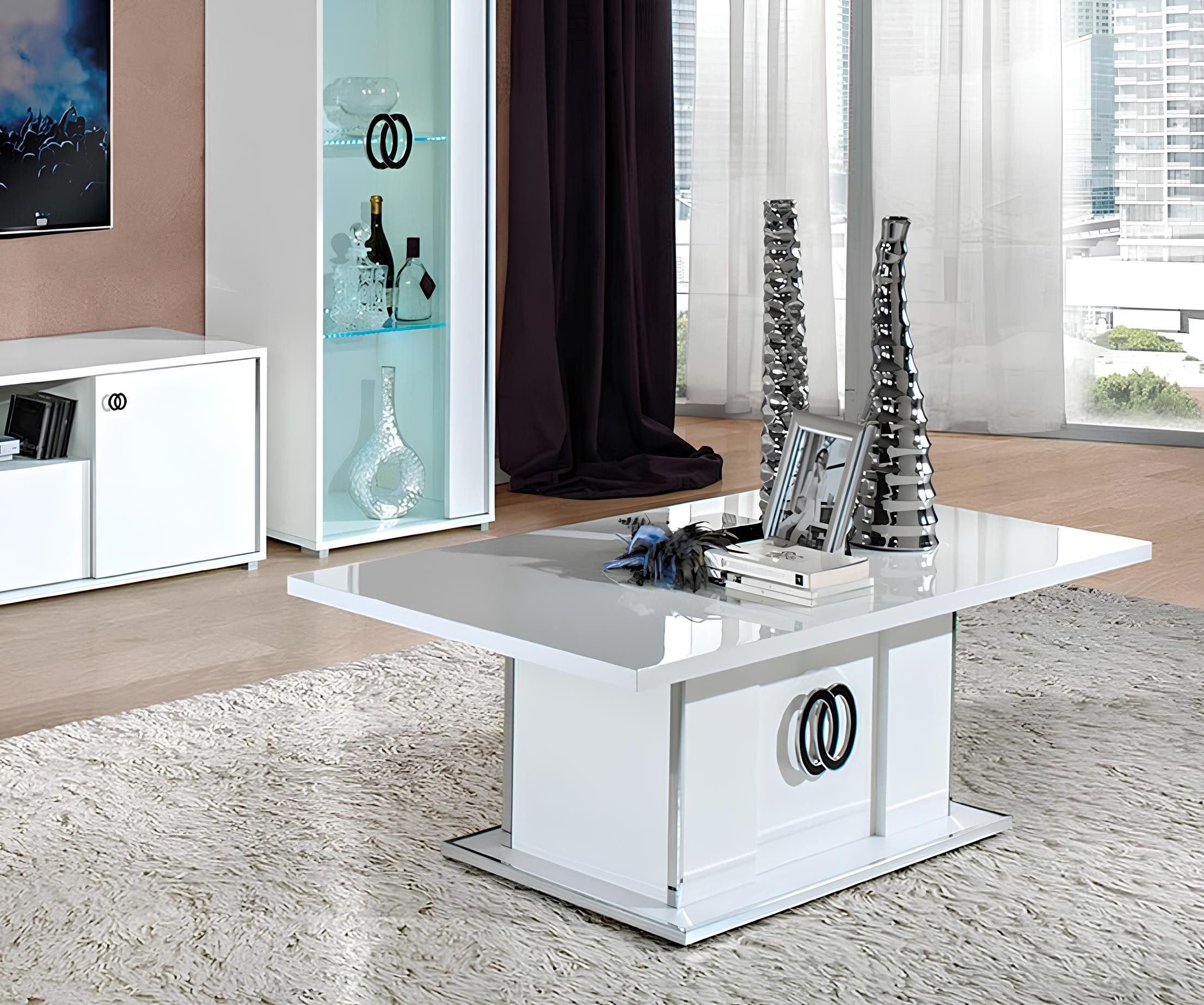 JVmoebel Couchtisch Beistelltisch aus Holz in Weiß mit elegantem Art Deco-Design (Packung), Made in Europa