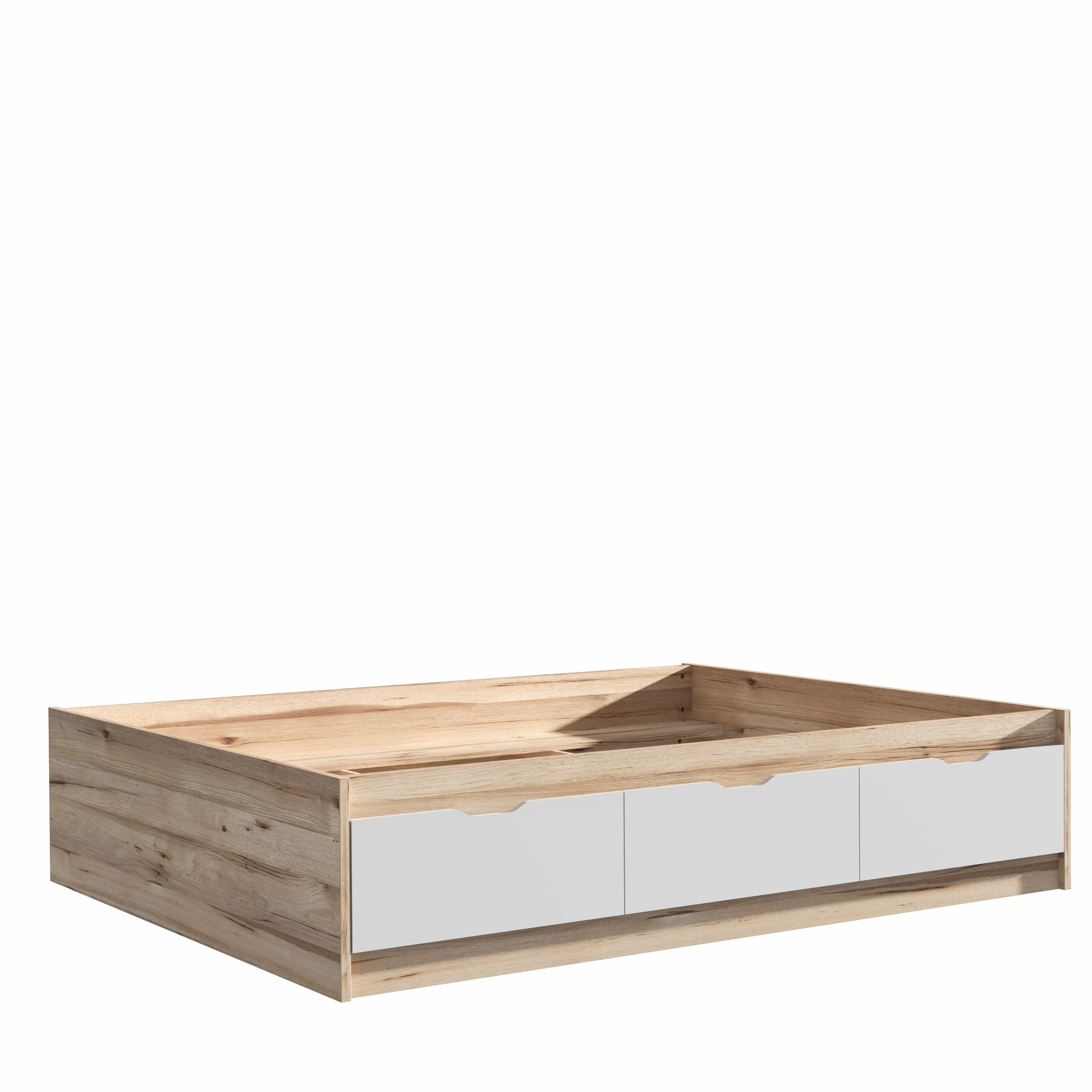 freiraum Bettgestell VANKKA, in Planked Eiche, Weiss - 150,5x43x194,9cm (BxHxT)