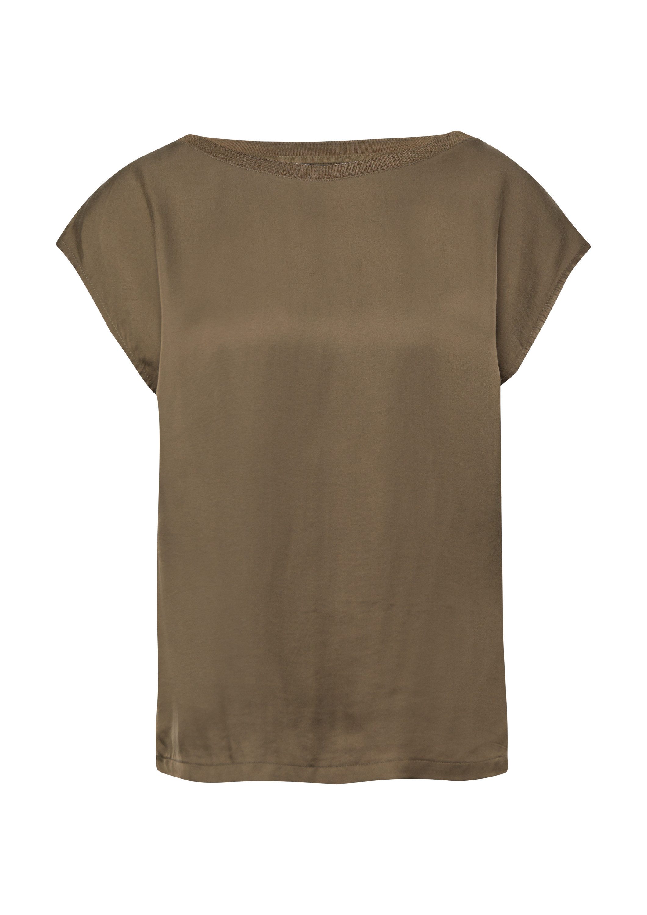 comma Kurzarmshirt T-Shirt Shirt im Fabricmix mit überschnittenen Schultern günstig online kaufen