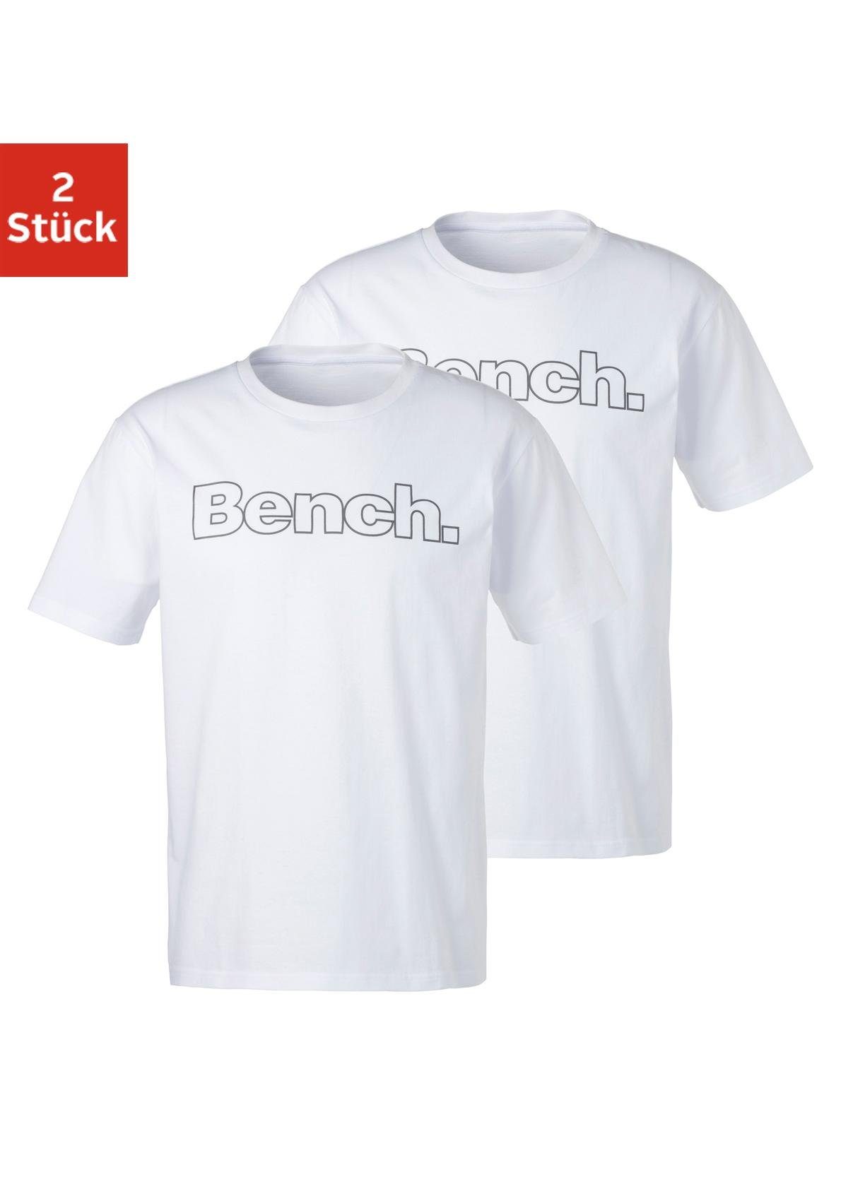 Bench. Loungewear T-Shirt (2-tlg) mit Bench. Print vorn weiß