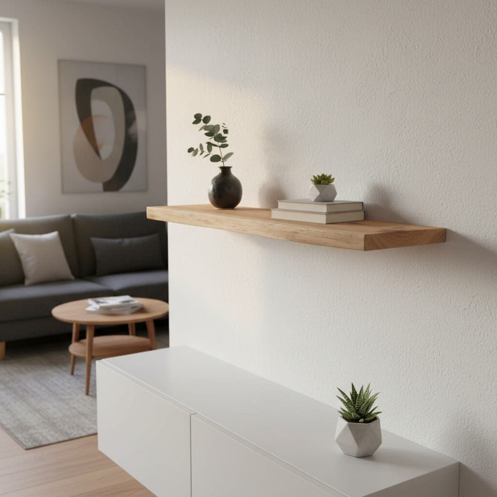 KEINerlei® Wandregal Regalbrett Bücherregal Natur Baumkante Massive Eiche Handgefertig