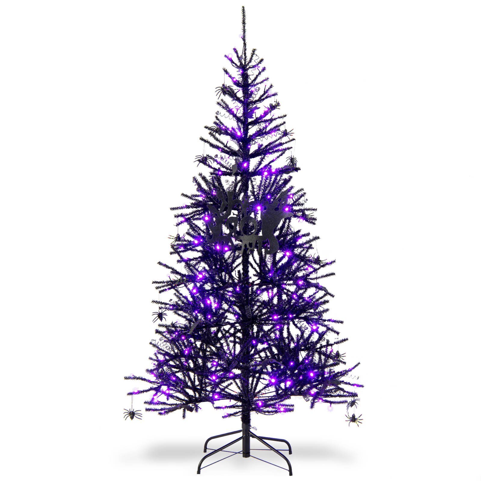 COSTWAY Künstlicher Weihnachtsbaum, mit 250 lila LEDs, Schmuck & 791 Spitzen | Künstliche Weihnachtsbäume