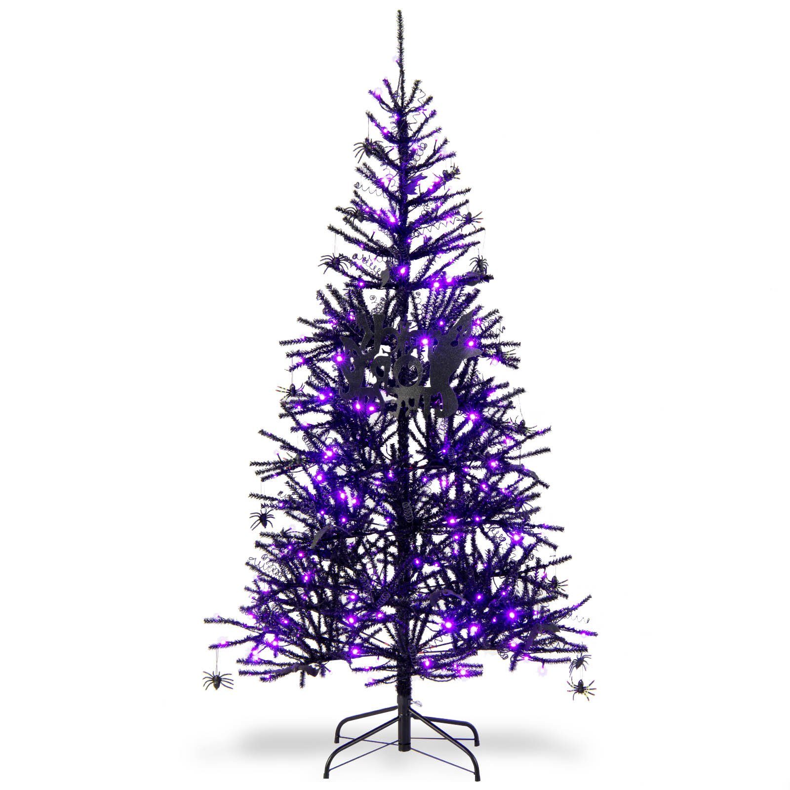 COSTWAY Künstlicher Weihnachtsbaum, mit 250 lila LEDs, Schmuck & 791