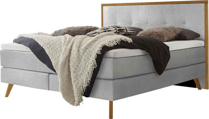 HASENA Boxspringbett Nordic, modernes Design, Nordic Bett, gestepptes Kopfteil, Eichenholz