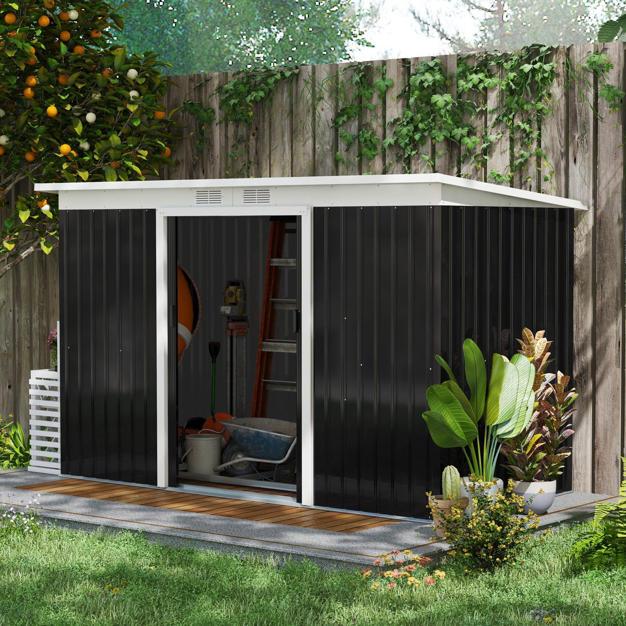 Outsunny Gerätehaus Gartenhaus mit Schiebetür, Fenster, günstig online kaufen