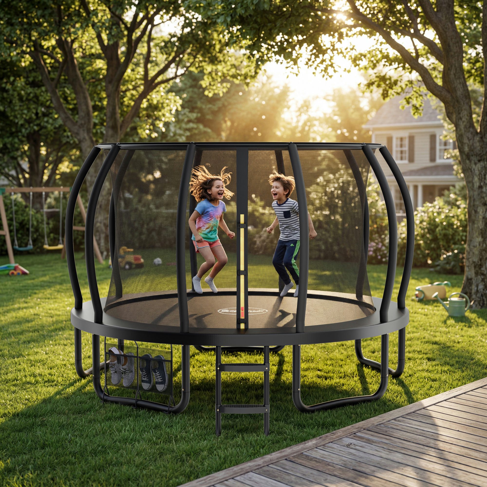 Zelsius Gartentrampolin Zelsius Trampolin Schwarz Ø 366 cm für den Outdoor-Bereich, Trampolin