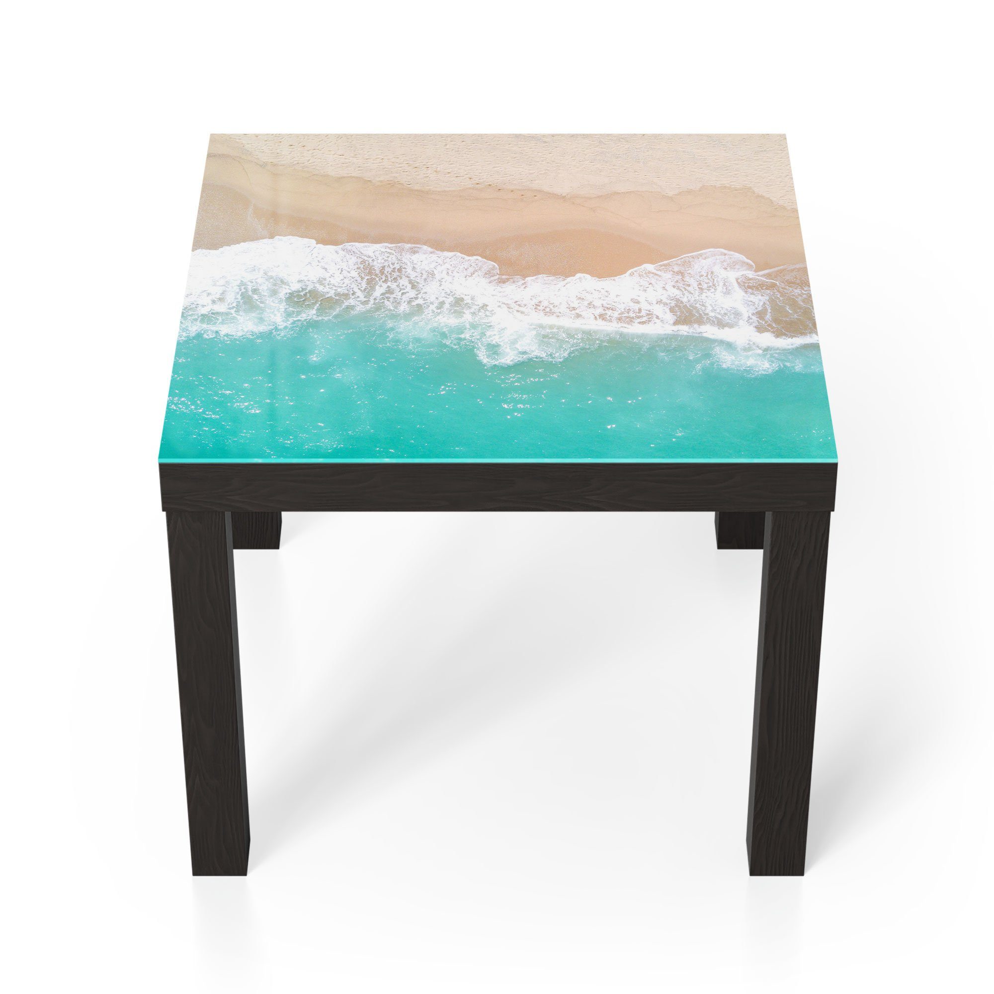 DEQORI Couchtisch 'Wellen brechen am Strand', Glas Beistelltisch Glastisch modern Schwarz