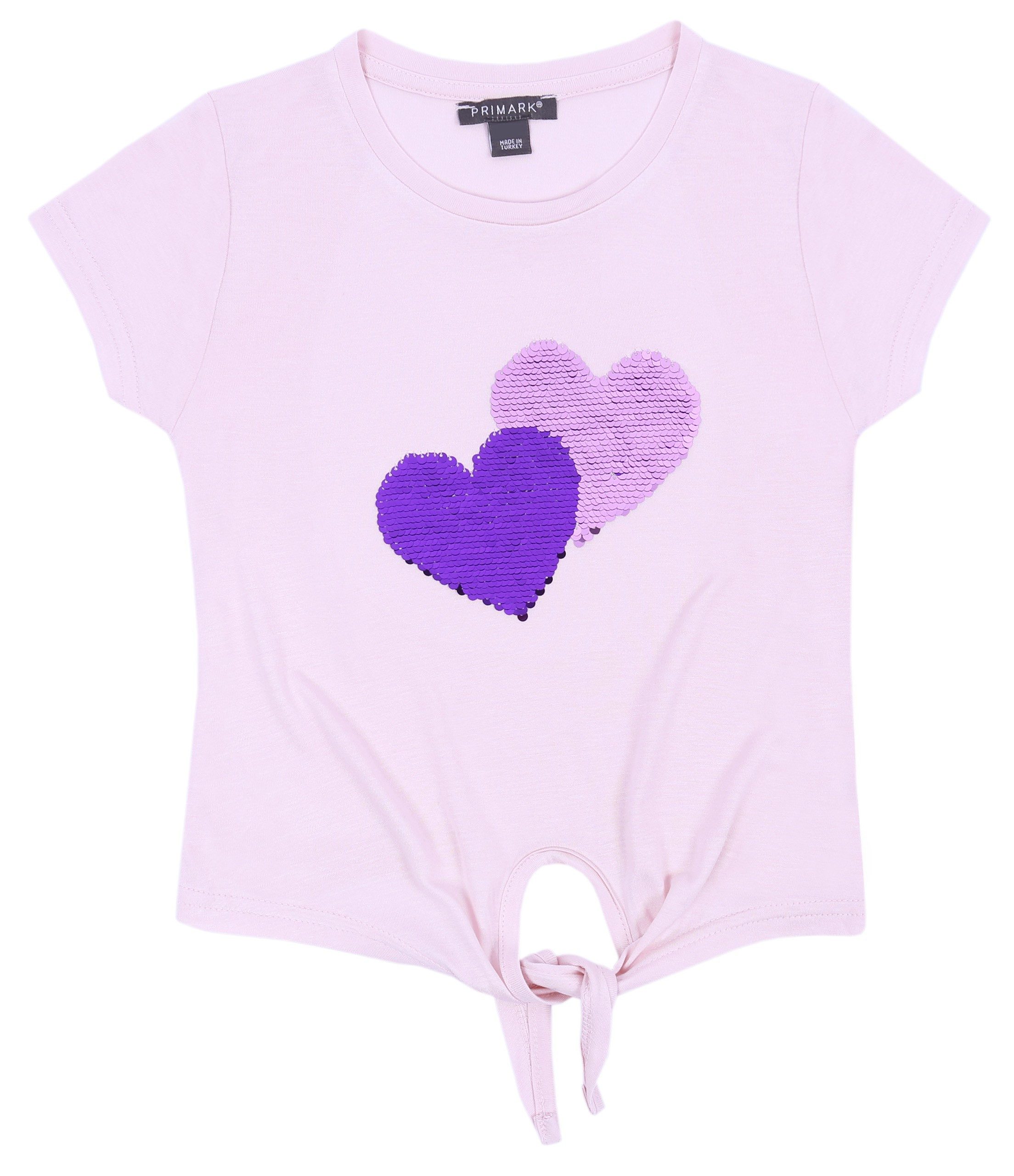 Blusentop Pinkes T-Shirt mit Herzen aus Pailletten 5-6 Jahre