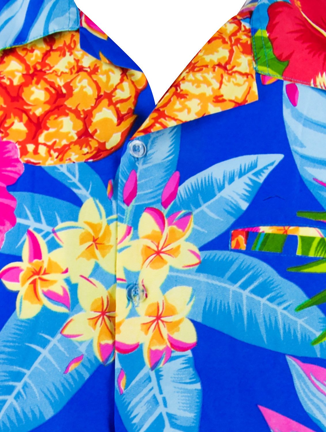 King Kameha Hawaiihemd Pineapple Übergrößen 7XL-12XL Kurzarm Front-Tasche Stylish Unisex