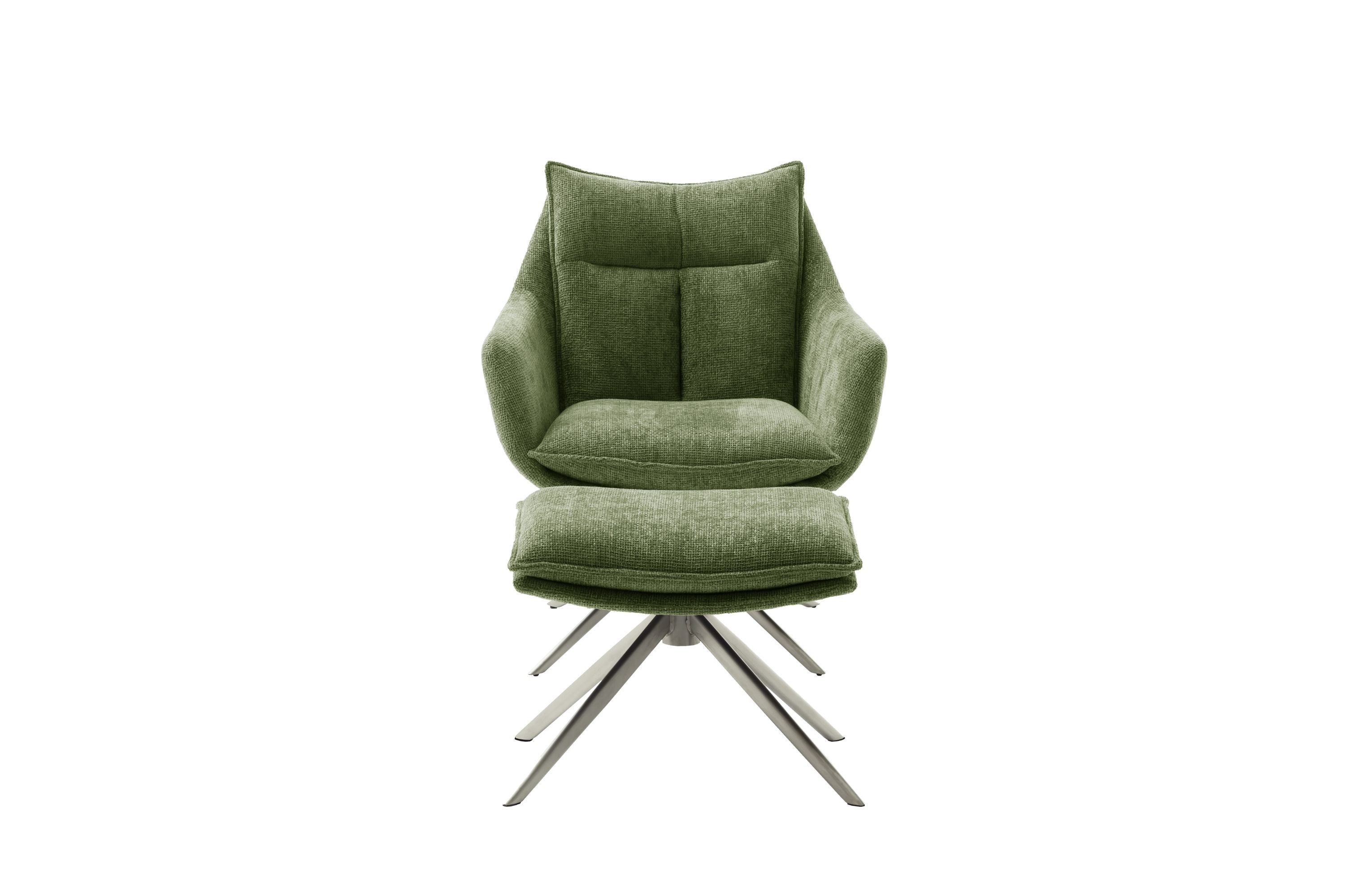 Robas Lund Loungesessel, inkl. Hocker in Olive m. Strukturgewebe & 360° drehbar 76x83x79