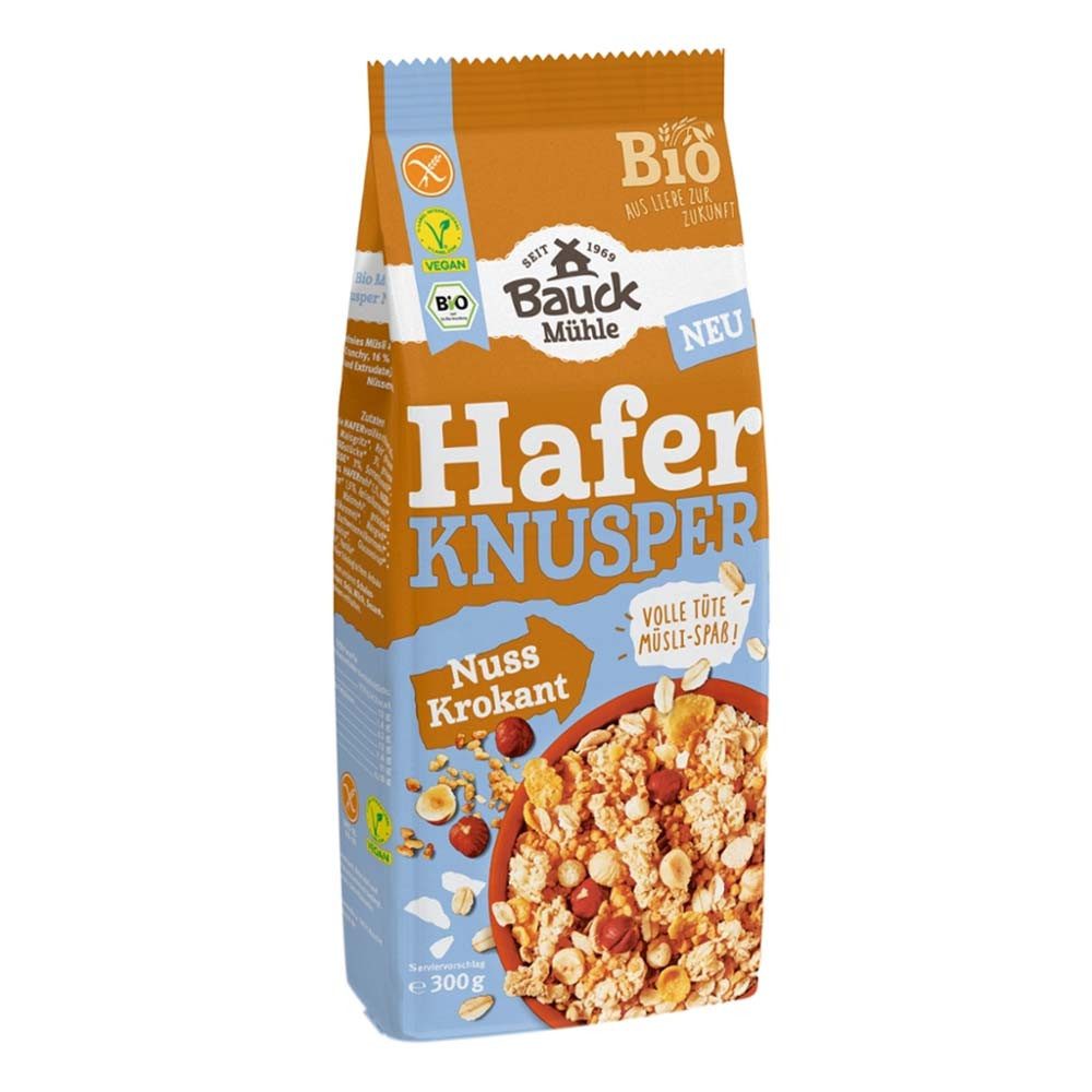 Bauck Mühle Cerealien Hafer Knusper Müsli - Nuss Krokant 300g