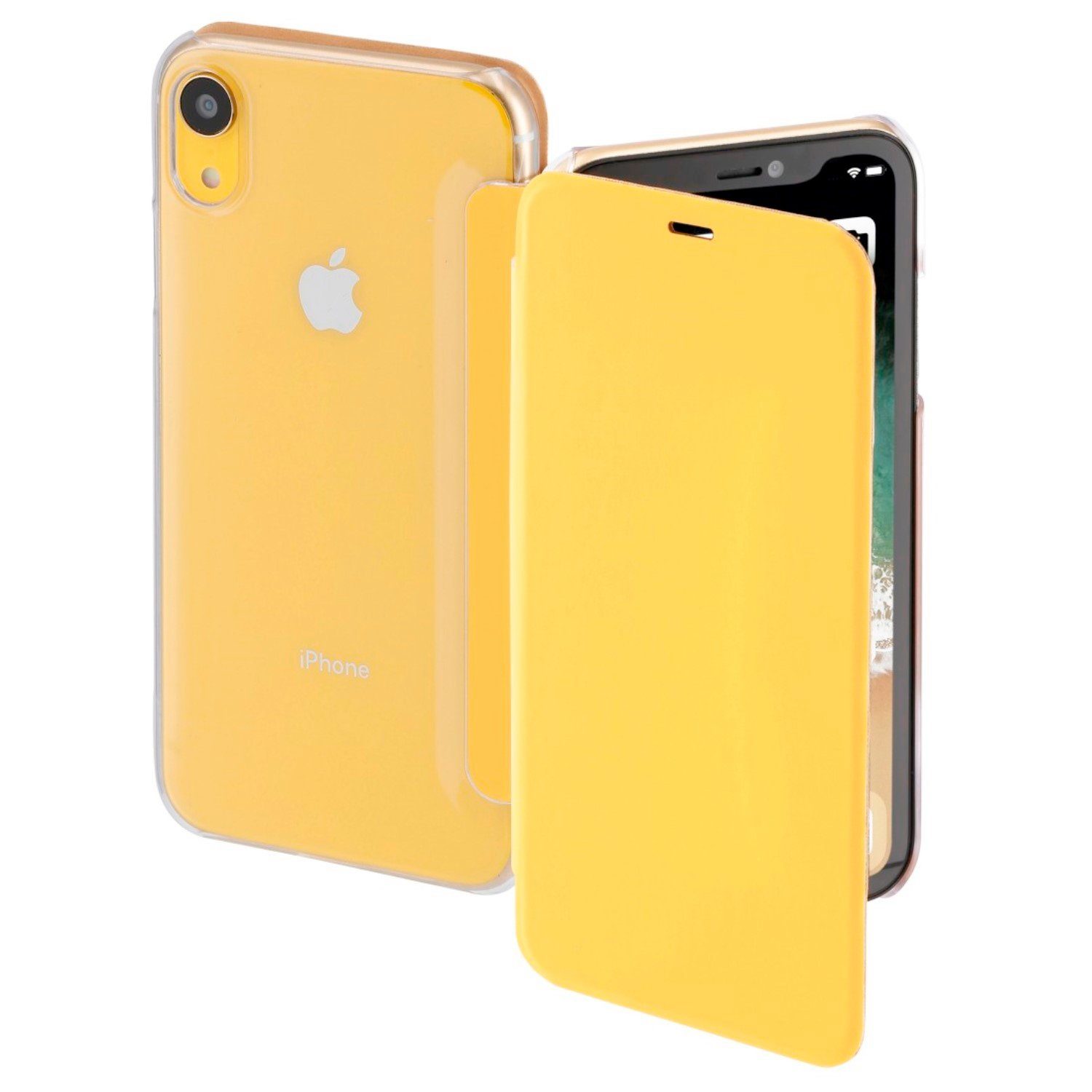 Hama Handyhülle Booklet Case Clear für Apple iPhone XR, Case Flip-Cover für Apple iPhone XR 360° Schutz transparente Rückseite