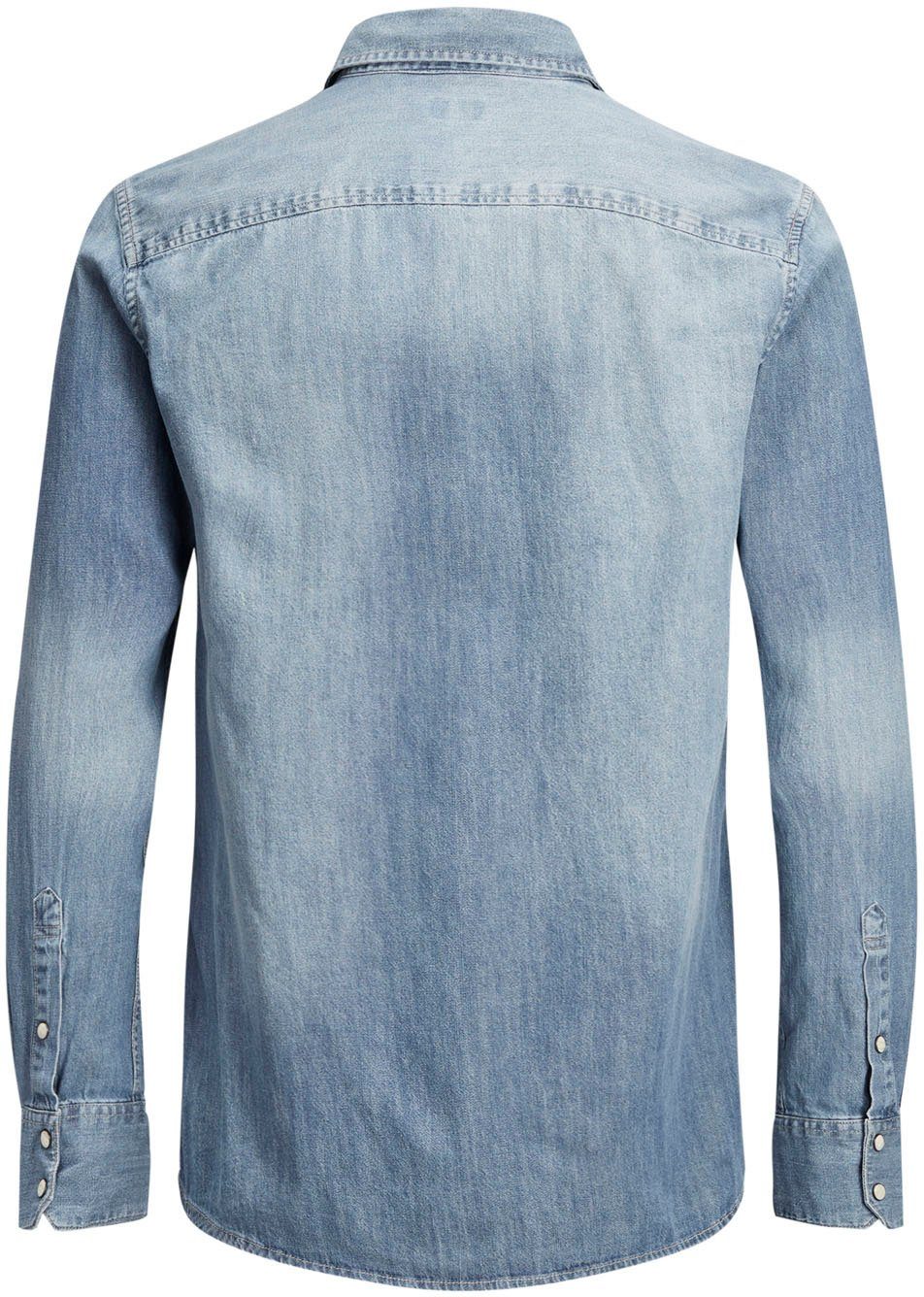 Jack & Jones Jeanshemd JJESHERIDAN im Workwear-Stil mit robuster Baumwollqualität unifarben, modisch, slim fit, Baumwolle, Hemdkragen – Bild 5 von 5