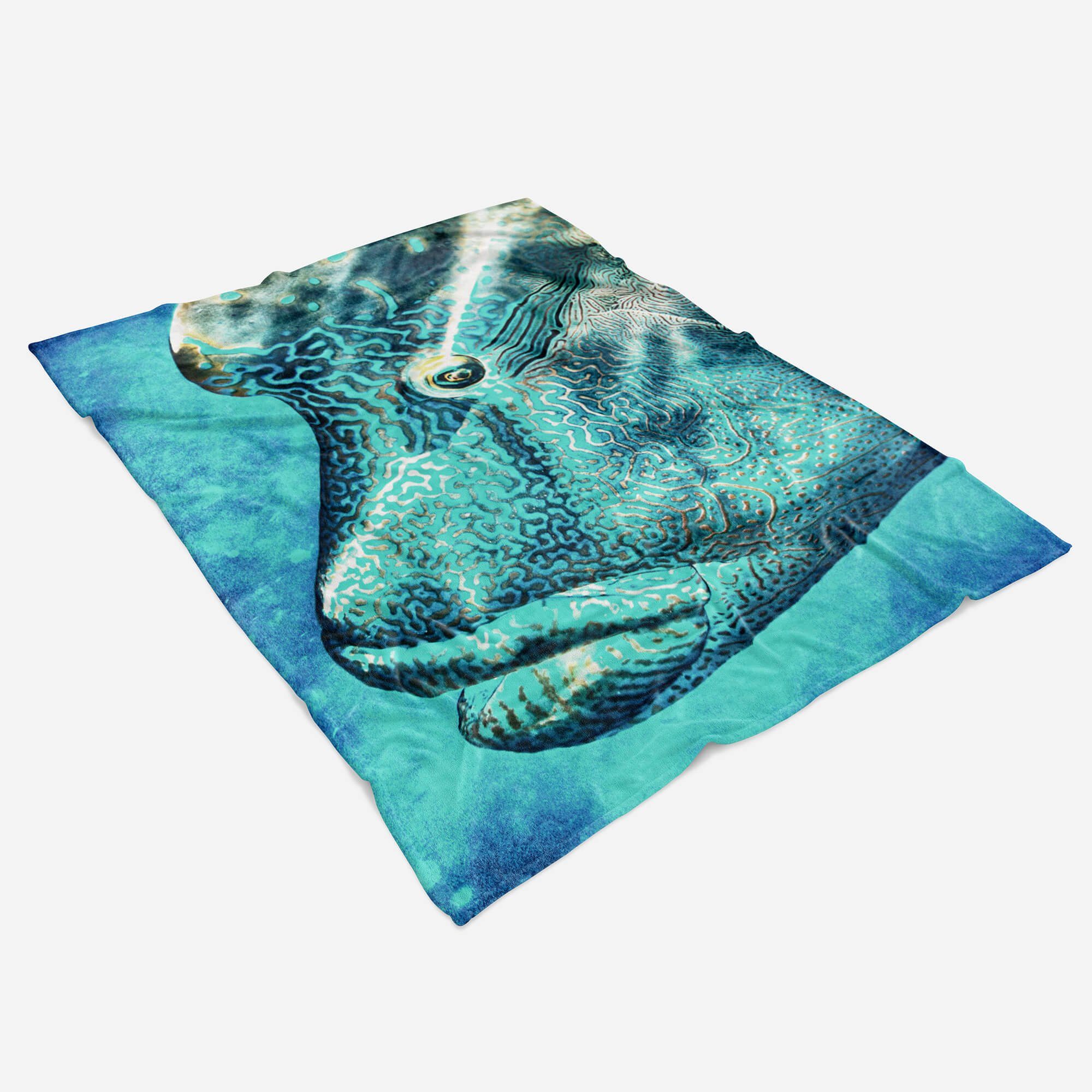 Art unter Fisch, Kuscheldecke Fotomotiv Strandhandtuch Handtuch Saunatuch Handtuch Handtücher Sinus mit (1-St), Wasser Baumwolle-Polyester-Mix
