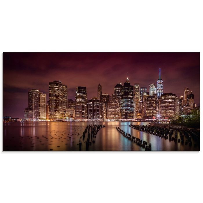 Artland Glasbild New York City Impression bei Nacht Amerika (1 St) in verschiedenen Größen