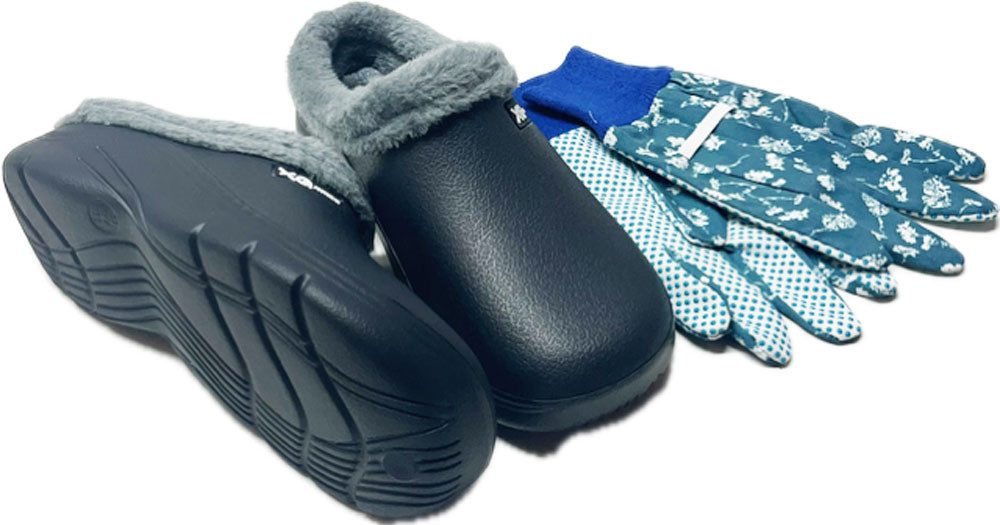 Steinnacher Bärbel Damen Gartenclogs navy gefüttert mit Gartenhandschuhen C günstig online kaufen