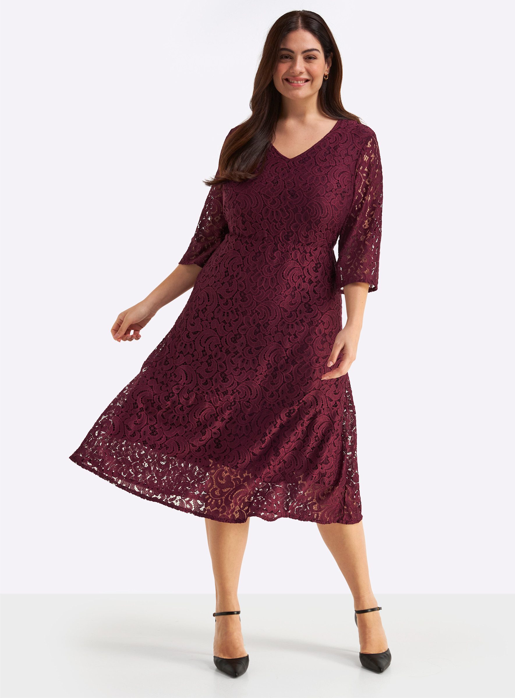 Sheego Etuikleid Webkleid 3/4-Arm