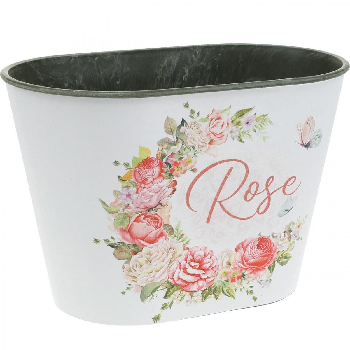 Florists Products Blumentopf Dekoratives Pflanzgefäß mit Rosendekor für Blumen und kreative